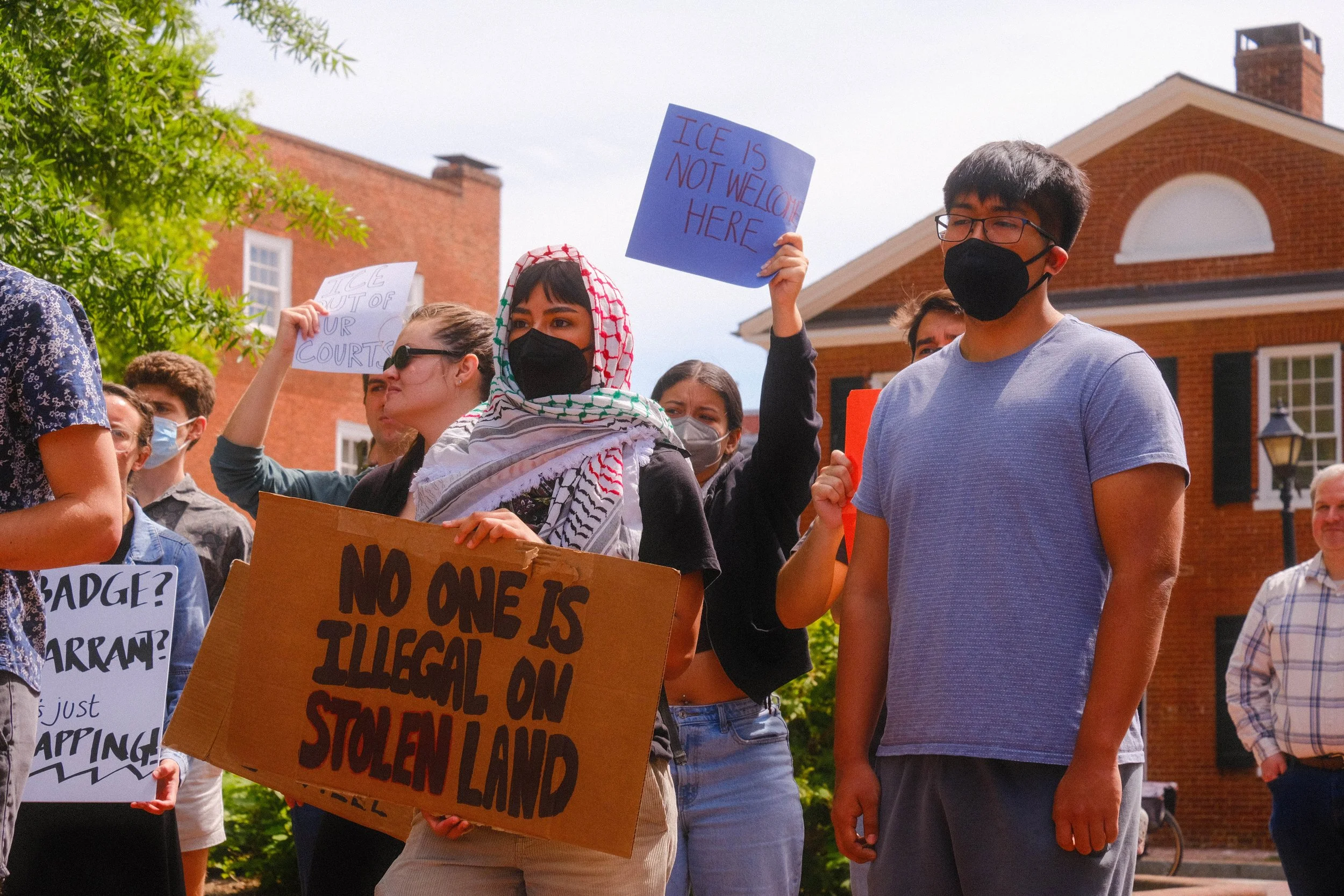 Young people gather to stand against ICE.
