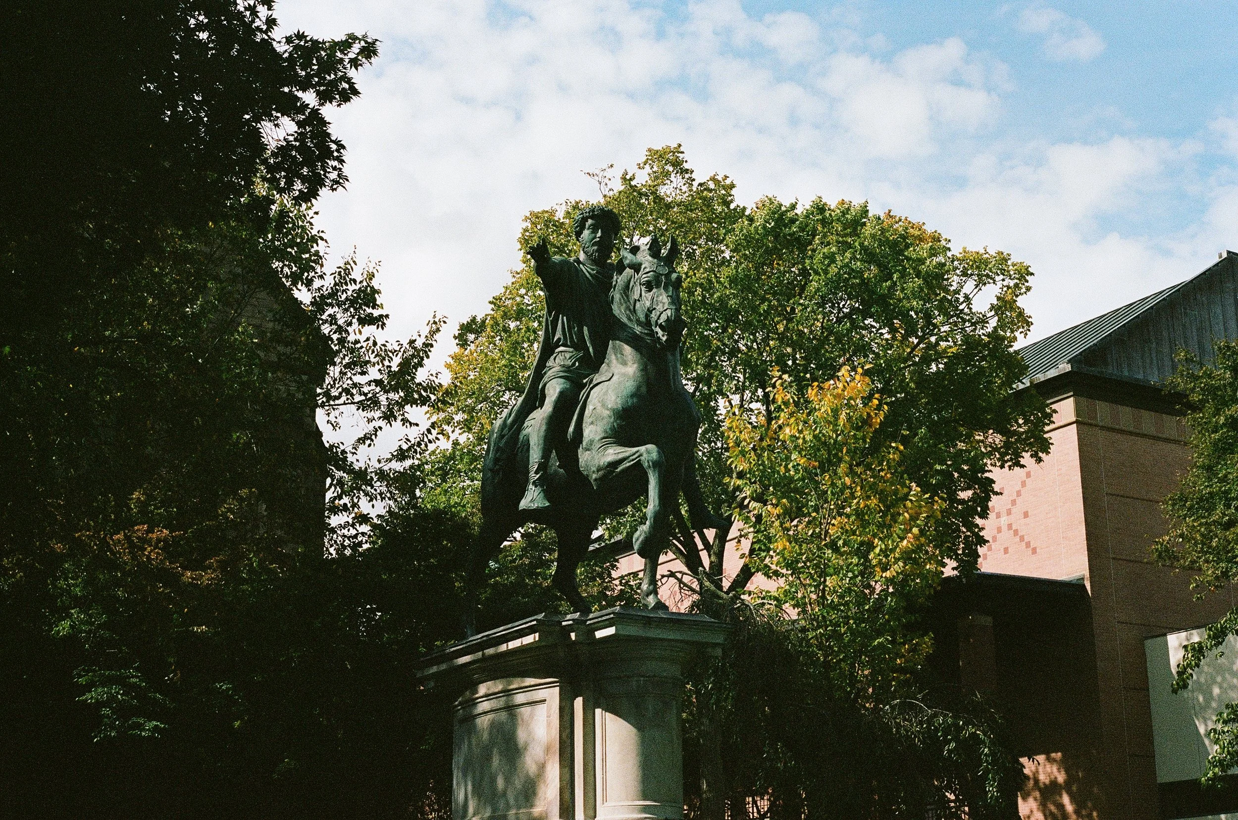 A statue at Brown University.