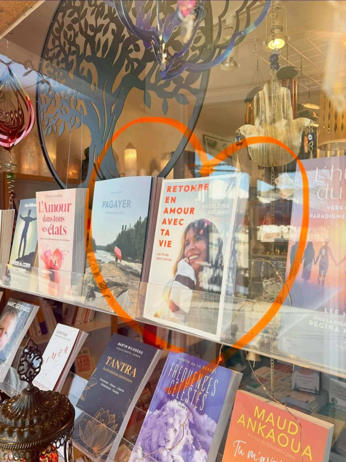 Tellement chouette de voir mon livre dans une vitrine! 🥹 Merci @librairie.quintessence &agrave; Saint-Sauveur 🧡