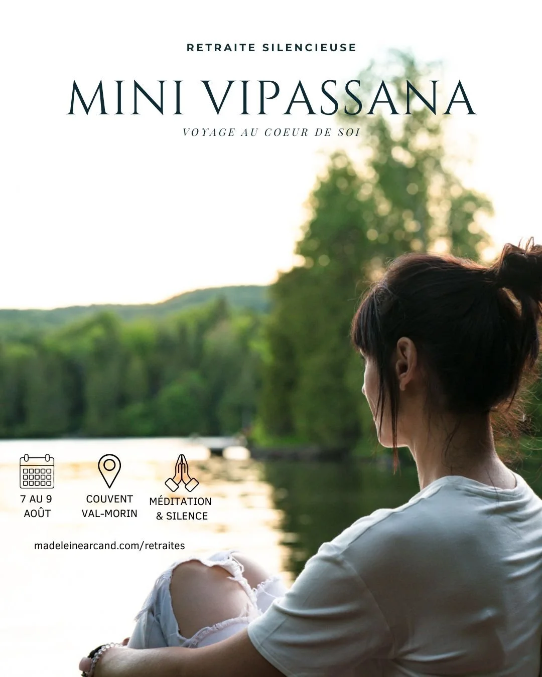 Tu aimerais vivre l'exp&eacute;rience d'une retraite VIPASSANA, mais tu trouves que 10 JOURS en silence, avec 10 HEURES de m&eacute;ditation par jour, c'est trop? 🫠 Alors, viens vivre l'exp&eacute;rience d'un "mini-Vipassana" avec moi DANS