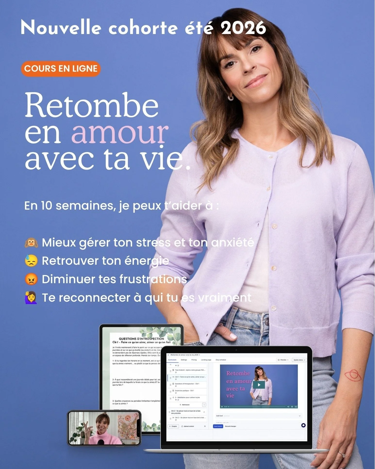 👉 Tu as tout pour &ecirc;tre heureuse sur papier, pourtant tu te sens constamment fatigu&eacute;e, stress&eacute;e, d&eacute;bord&eacute;e et d&eacute;connecter de toi-m&ecirc;me? J'ouvre une nouvelle cohorte du cours en ligne Retombe en amour avec 