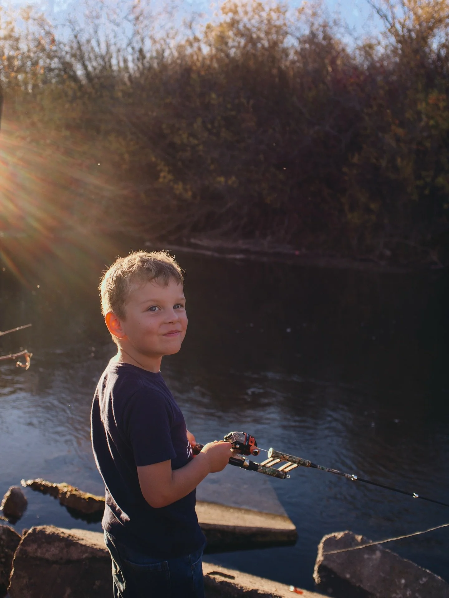 twenty photos of our fall Friday night hike &amp; fish, soaking in the warmer temps while they&rsquo;re here 🎣 can you tell which pics archer took?