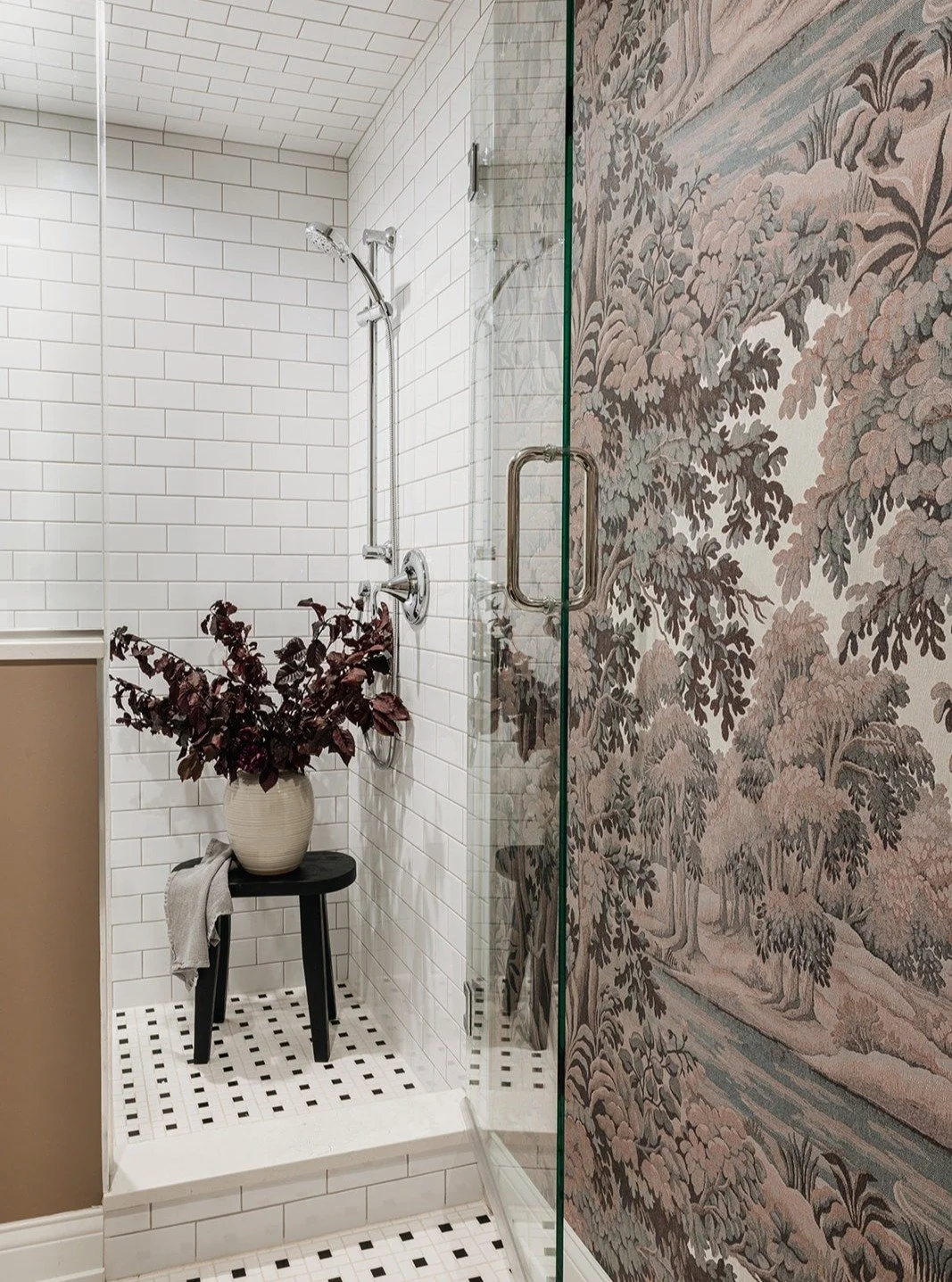 Still obsessed with this one. Sometimes a bathroom just needs a little tough love, you know? Swapped the hardware, hung a wallpaper mural that actually stops people in their tracks, added new lighting and a mirror with personality. Same layout. Compl