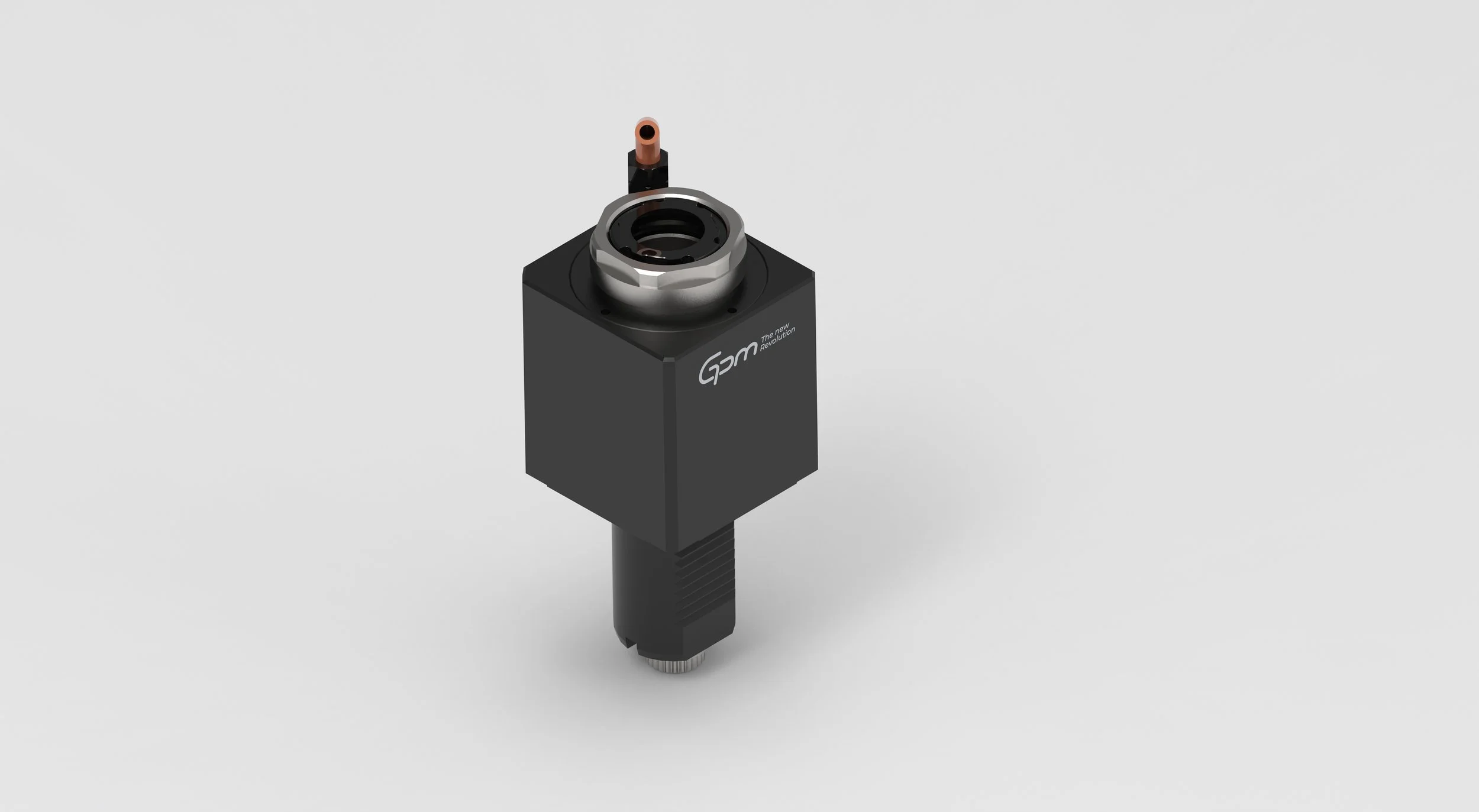 A small black industrial device (tooling) used by Lathes mounted on Tool Changer Systems.