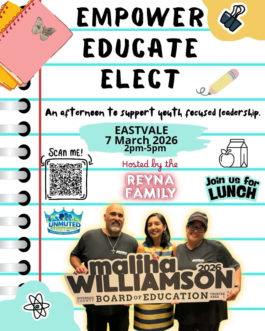 📍 Please come and support me in Eastvale, March 7, 2026, 2-5pm, at Christel and Rafael&rsquo;s home for my Board of Education campaign

I will be sharing why I am running and the issues close to my heart. And, would love to hear about what concerns 