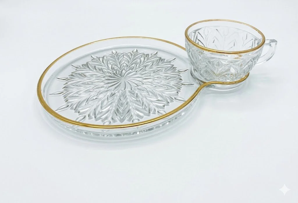 Etched Glass and Gold Snack Tray - $1.50/tray