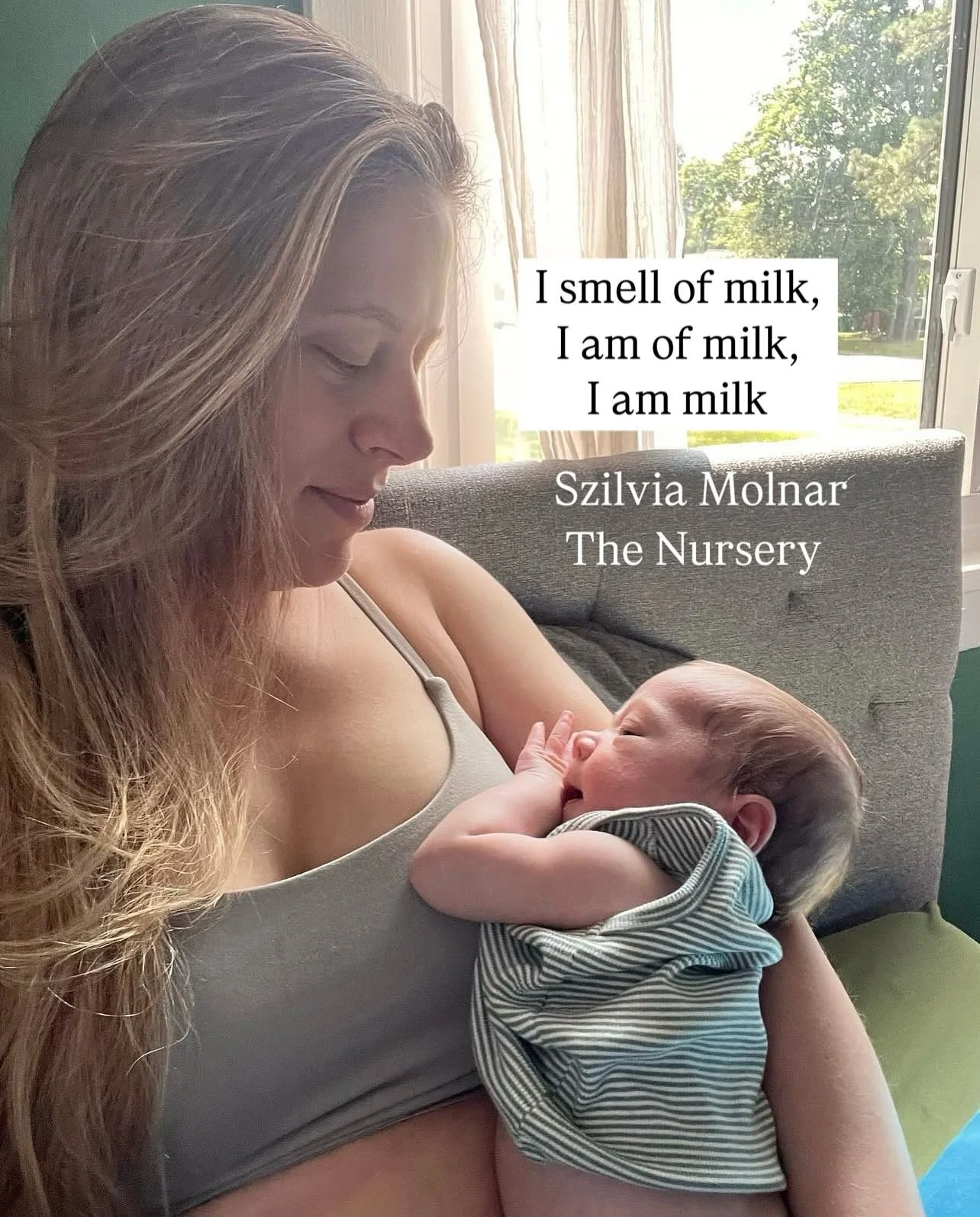 The cave of milk and cracked nipples is what I referred to my bedroom postpartum. Stuck in the dark, often alone. Feeling fully of milk, smelling like milk, being milk. The Nursery by Szilvia Molnar is such a good postpartum book. It&rsquo;s funny, u