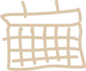 En håndtegnet kalender med måneder og dager.