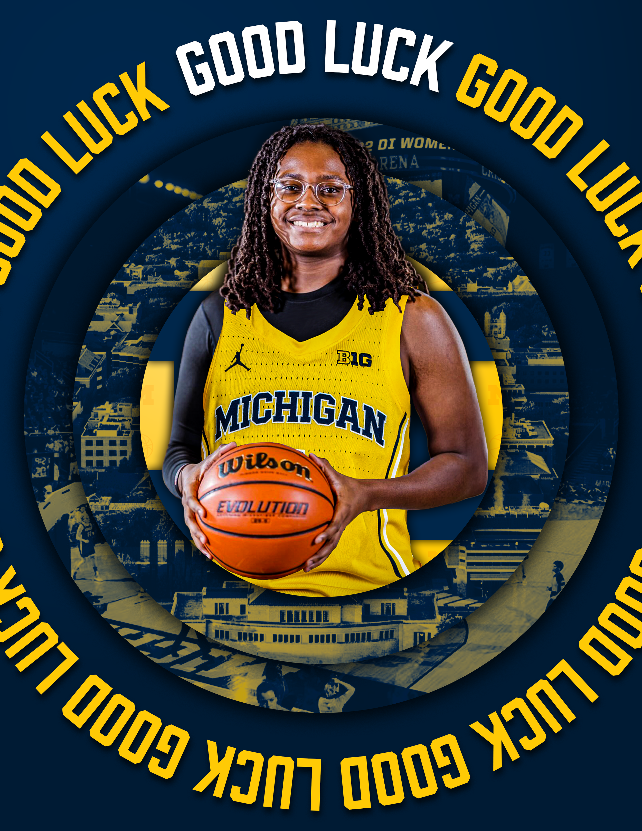 Digital Good Luck Graphic designed for each recruit prior to their basketball game.