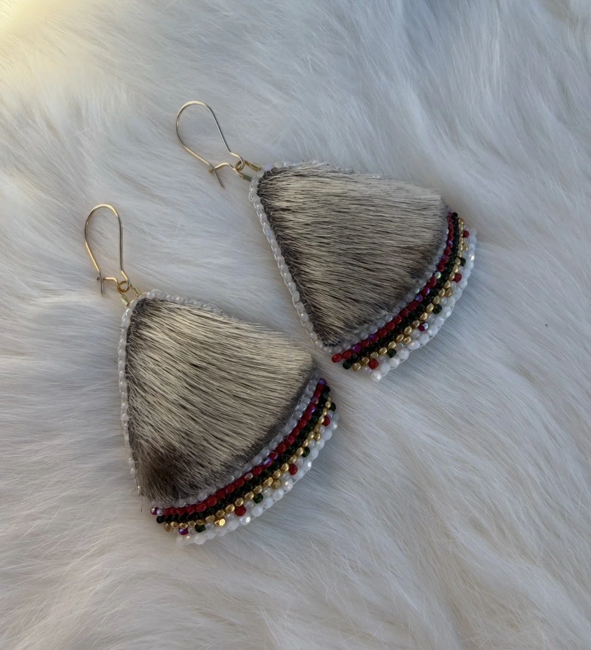 Beaded Seal Hide Earrings