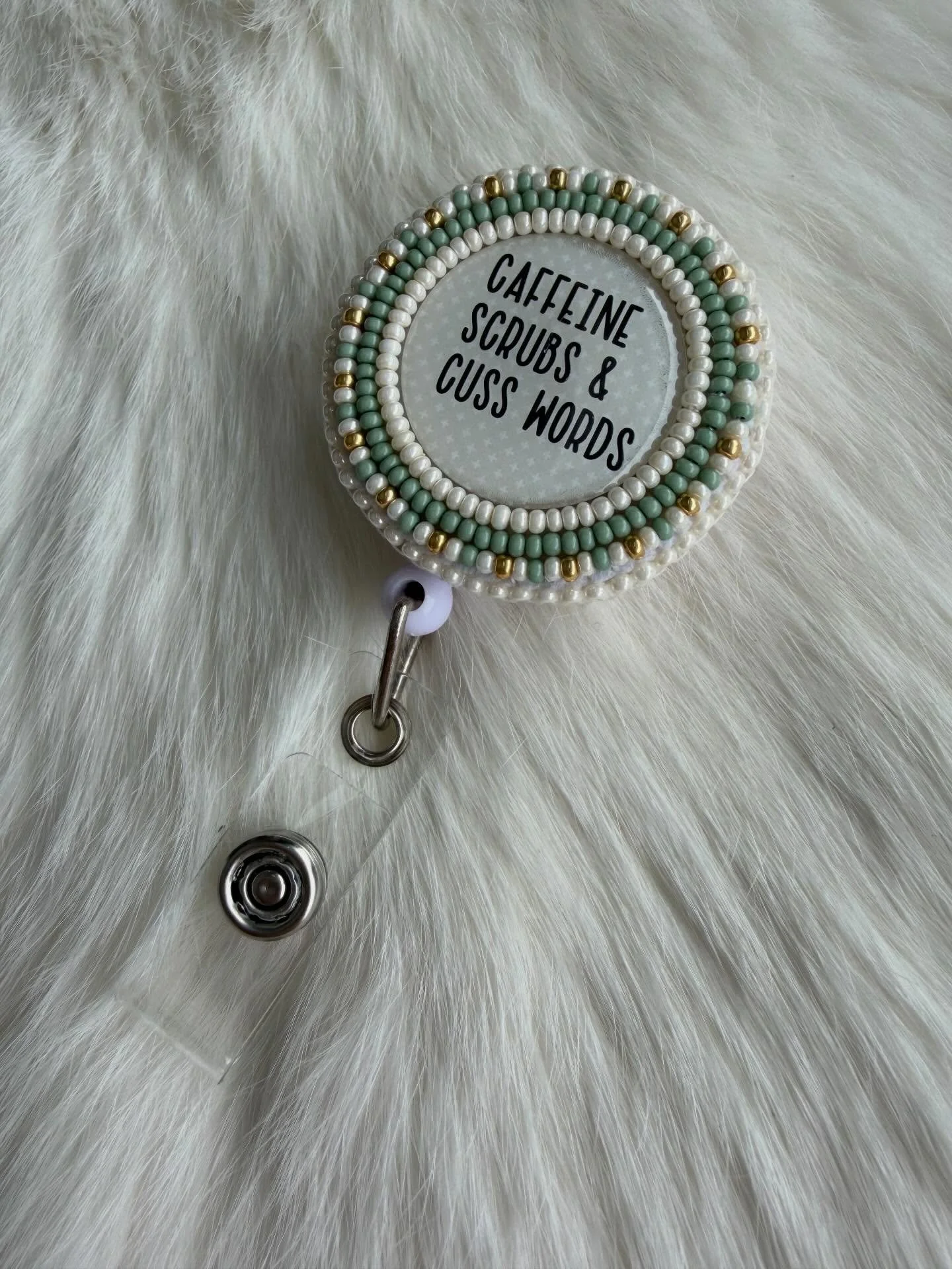 A little badge reel I just finished up!! 
$40 CAD ❤️

Cab from @glitterwormyyc_cabs