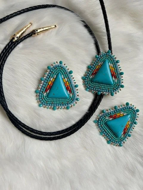 Turquoise Earrings & Bolo Tie Set