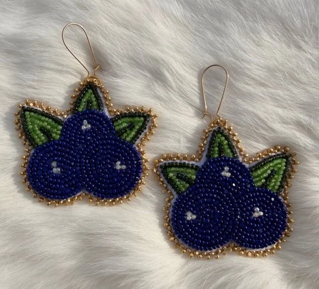 Blueberry Beaded Earrings