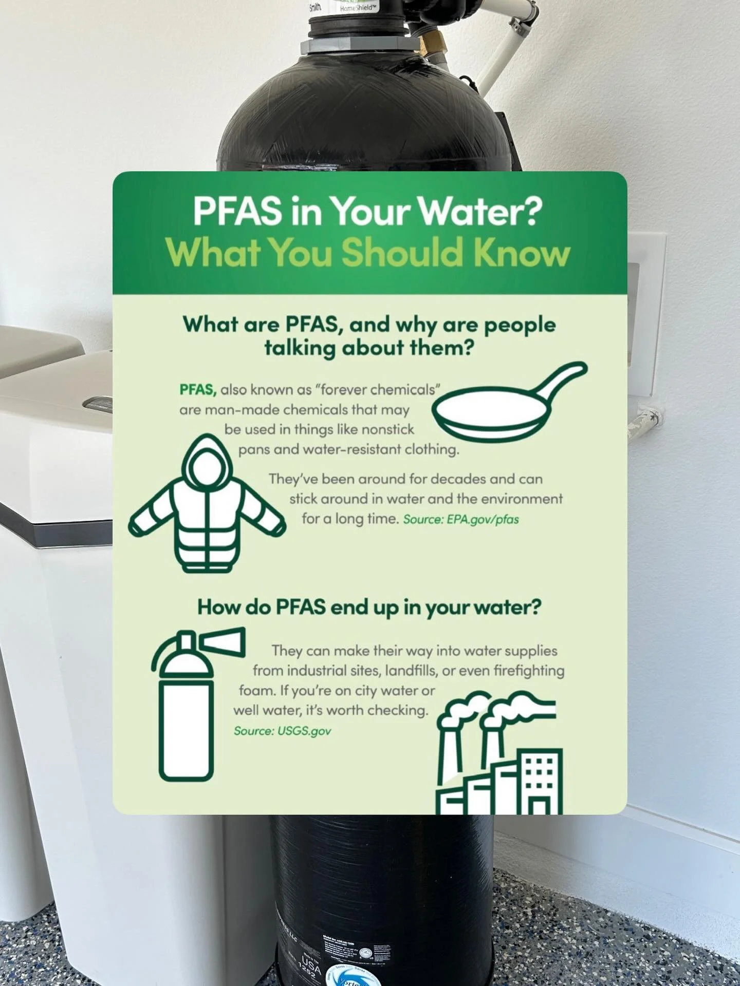 🚰 PFAS in your water?
You&rsquo;re not alone in wondering. These &ldquo;forever chemicals&rdquo; can show up in both city and well water, and they&rsquo;re being talked about more than ever.

The good news? There are solutions. 💧
📍Message us to le