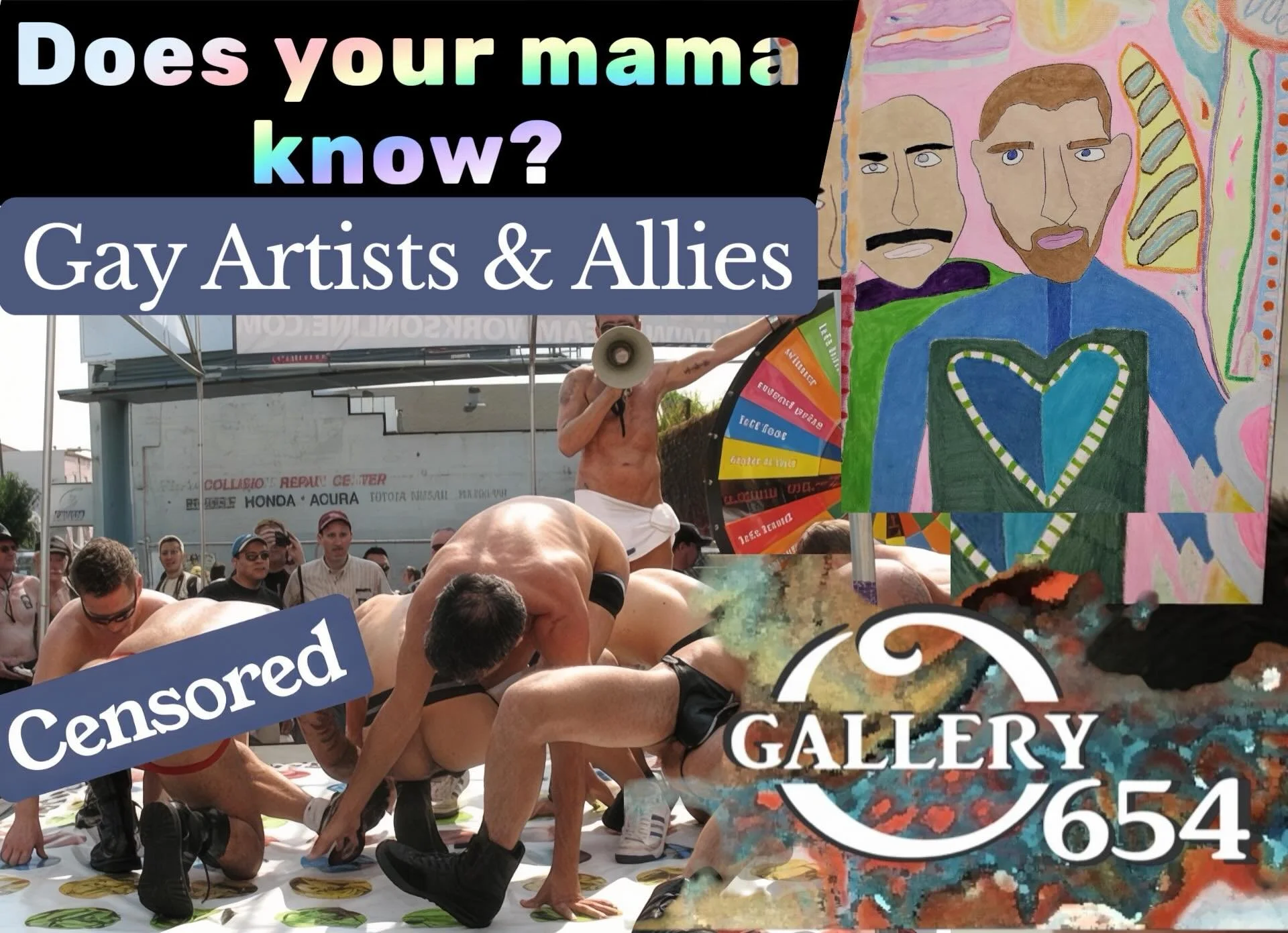 PR🌈DE month is Calling and Gallery654 is kicking off the month of June with our annual &ldquo;Does your mama know?&rdquo; 
Gay Artists &amp; Allies Group show! 
Join us for Art walk along Gallery row Thursday June 4th from 5:00-8:00. Artists shown-
