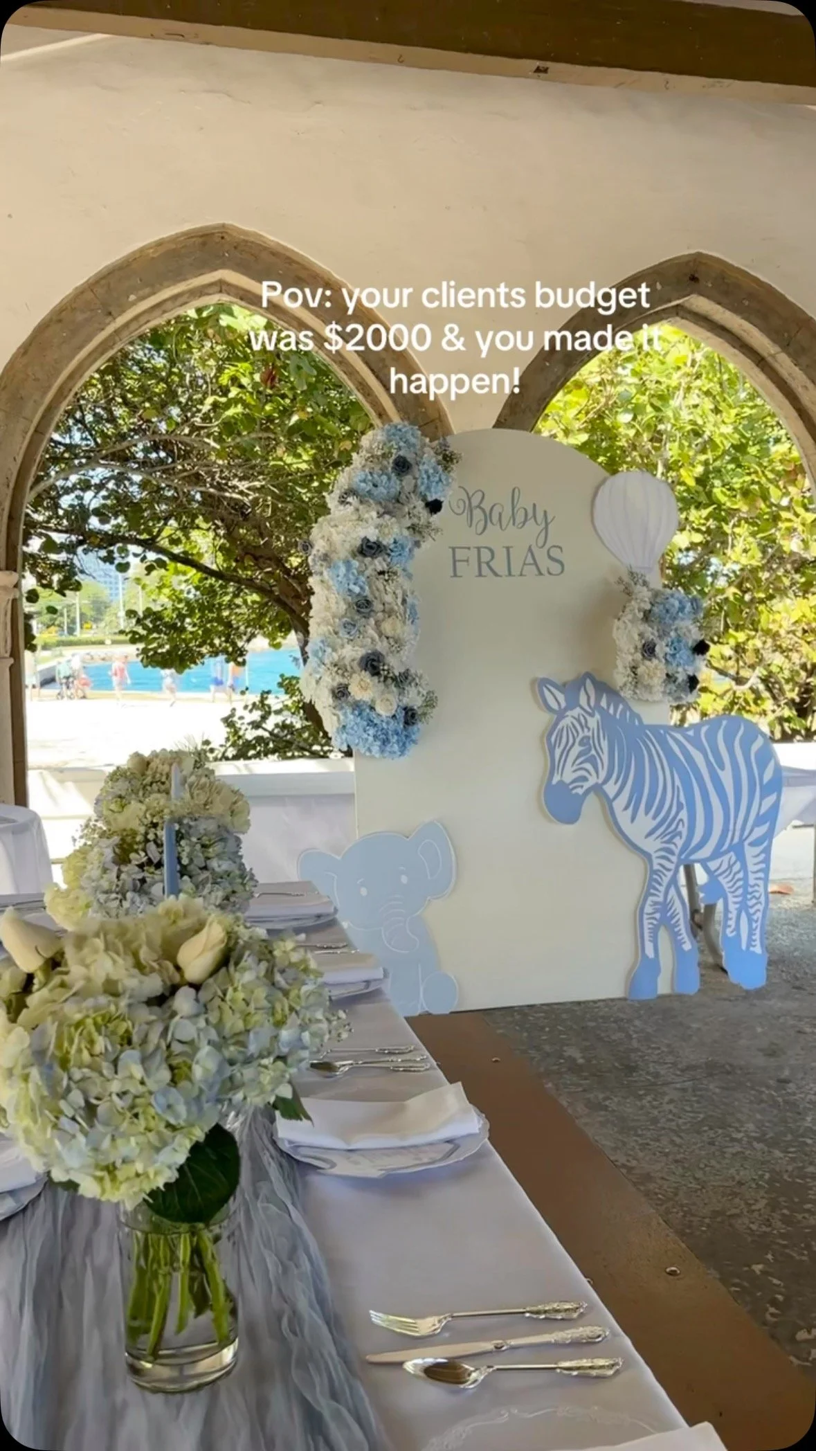 Luxury on a budget ✨ Baby Frias’ shower came to life with just $2,000! Proof that you don’t need to break the bank for a stunning event. Who’s next? 💙🐾 #BudgetFriendlyEvents #LuxuryForLess #EventPlanner #palmbeach #bocaraton #miam