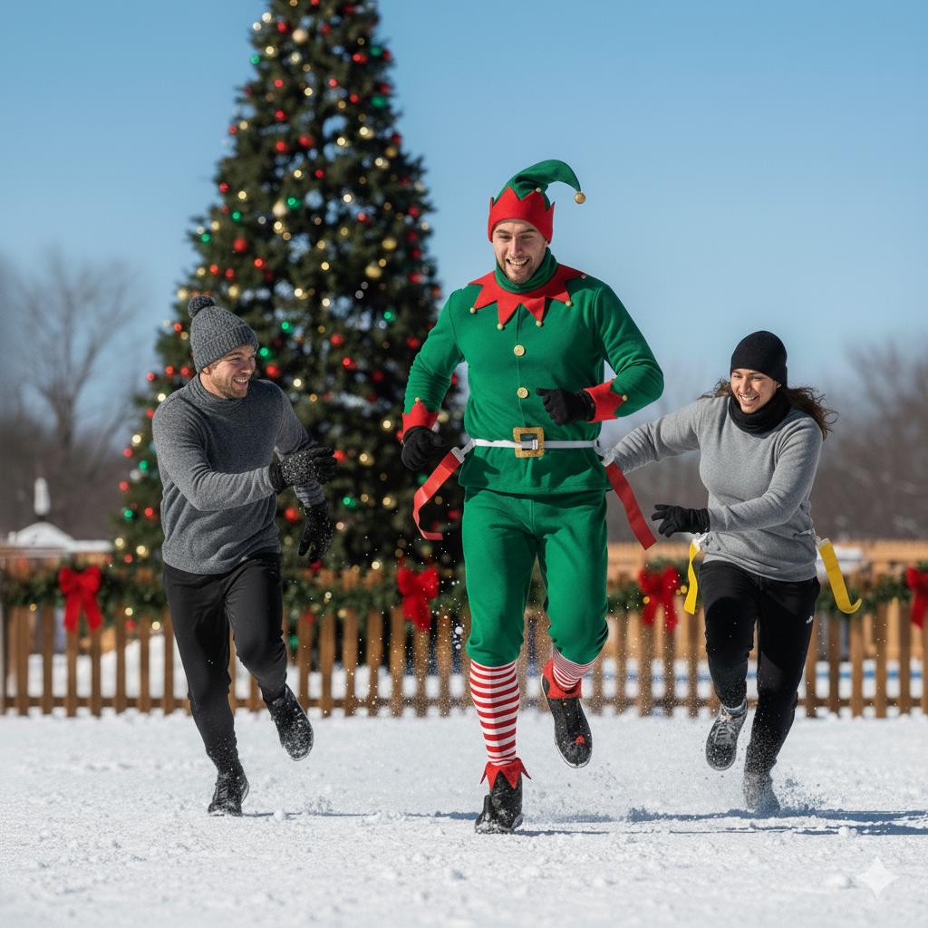 CAPTURE THE ELF - similar to flag football, you'll chase down the 'Elf' and try to grab the flag.