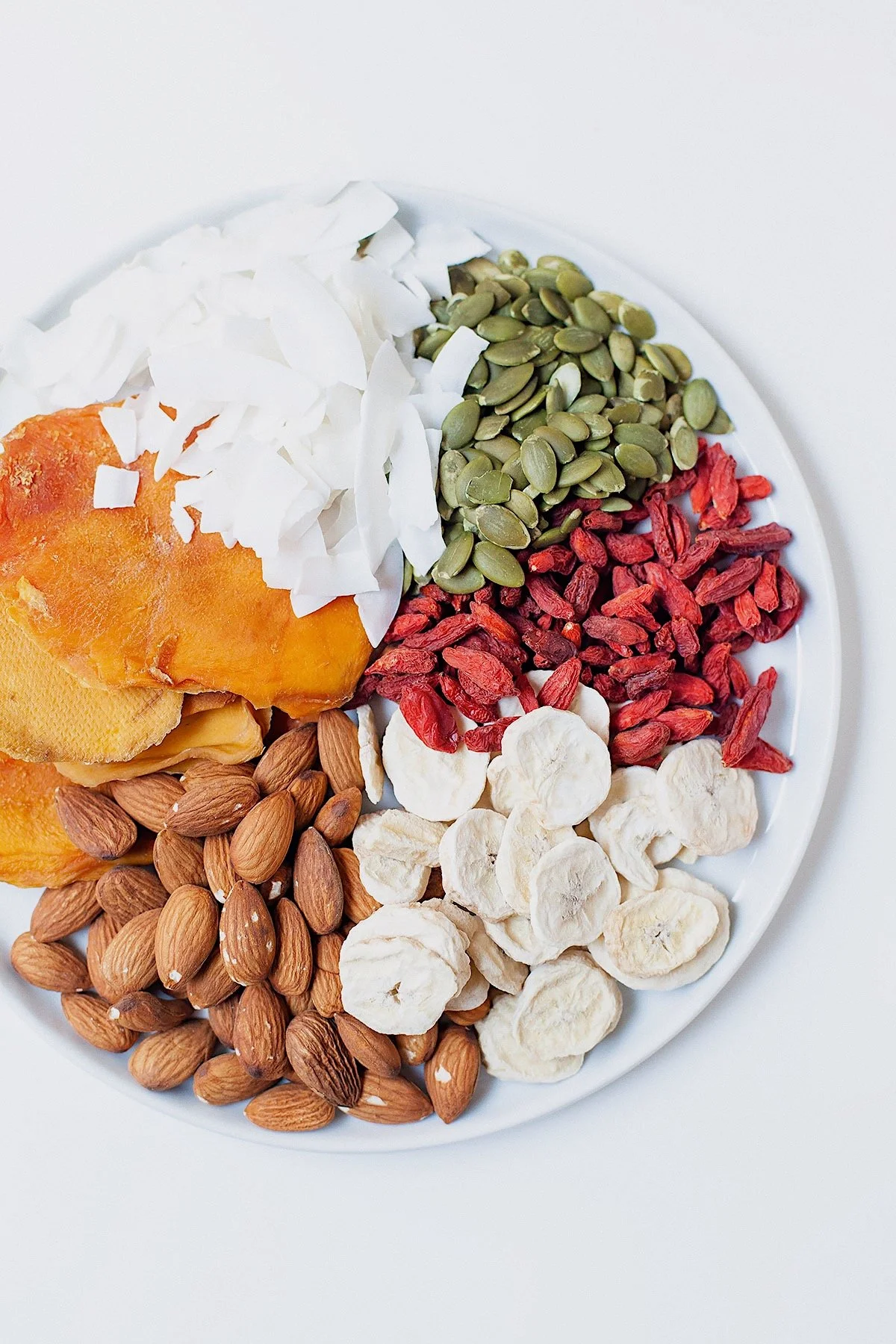 Healthy homemade chocolate toppings on a white plate.