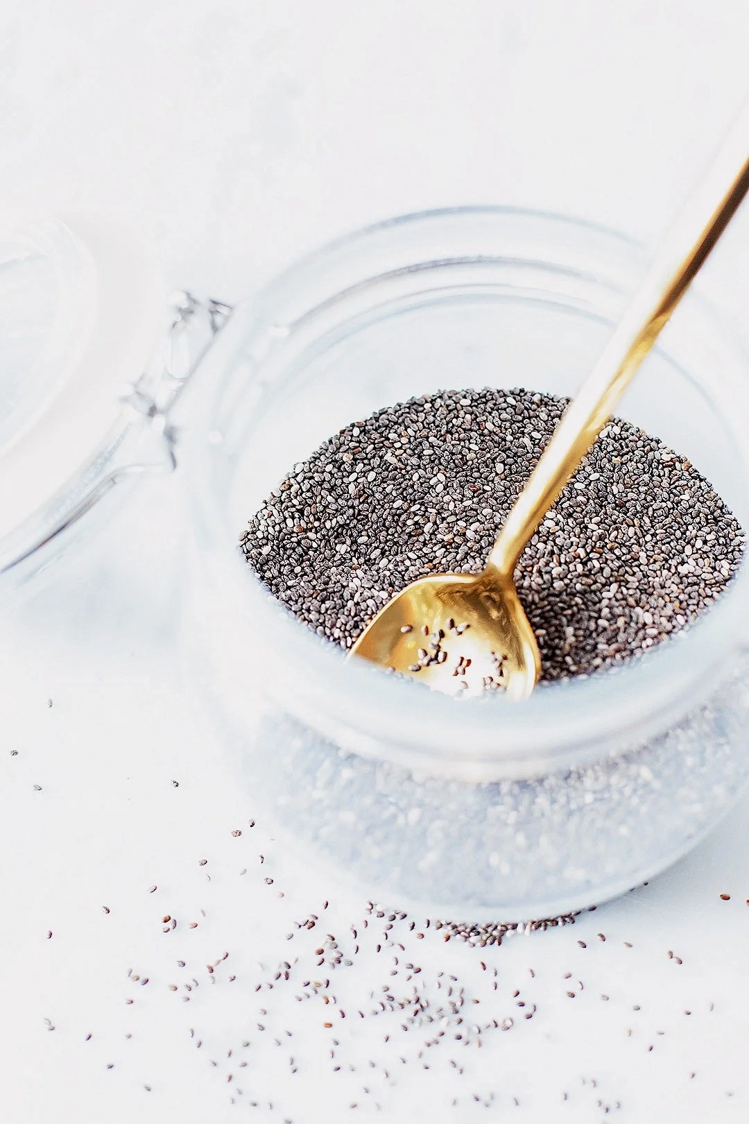 Chia seeds in a jar.