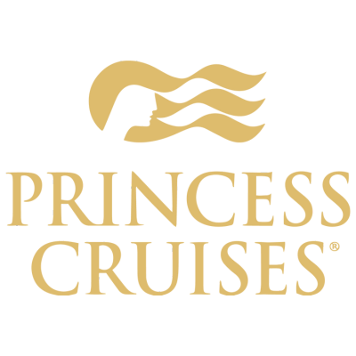 Princess Cruises logo with stylized gold queen's head and flowing hair above the company name.
