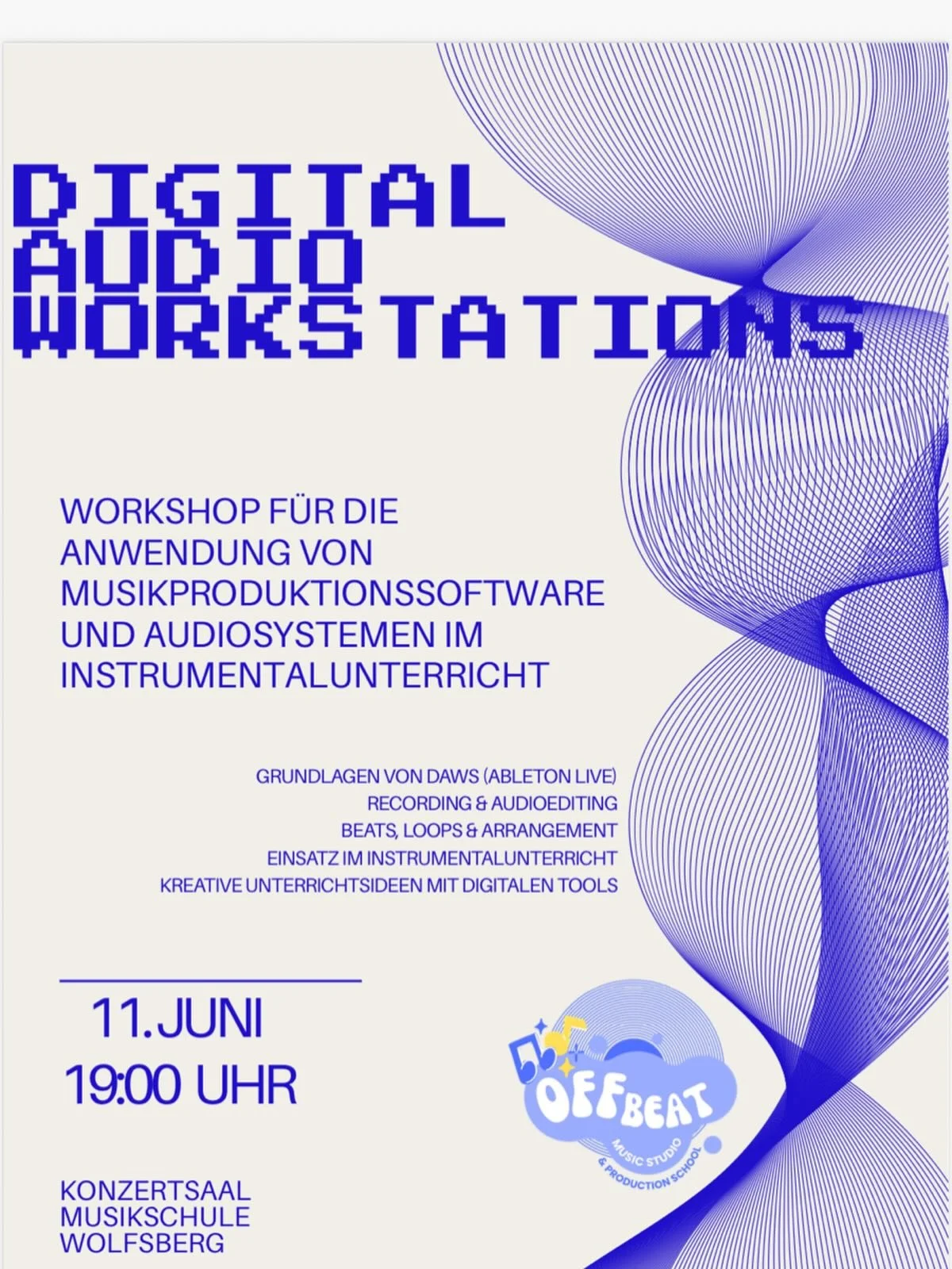 🎛️✨ Tauche ein in die Welt der digitalen Musikproduktion!
Beim Digital Audio Workstations Infoabend zeigen wir dir, wie moderne Musikproduktionssoftware kreativ f&uuml;r dich und f&uuml;r den Musikunterricht eingesetzt werden kann. 🎹💻🎧

🔹 Grundl