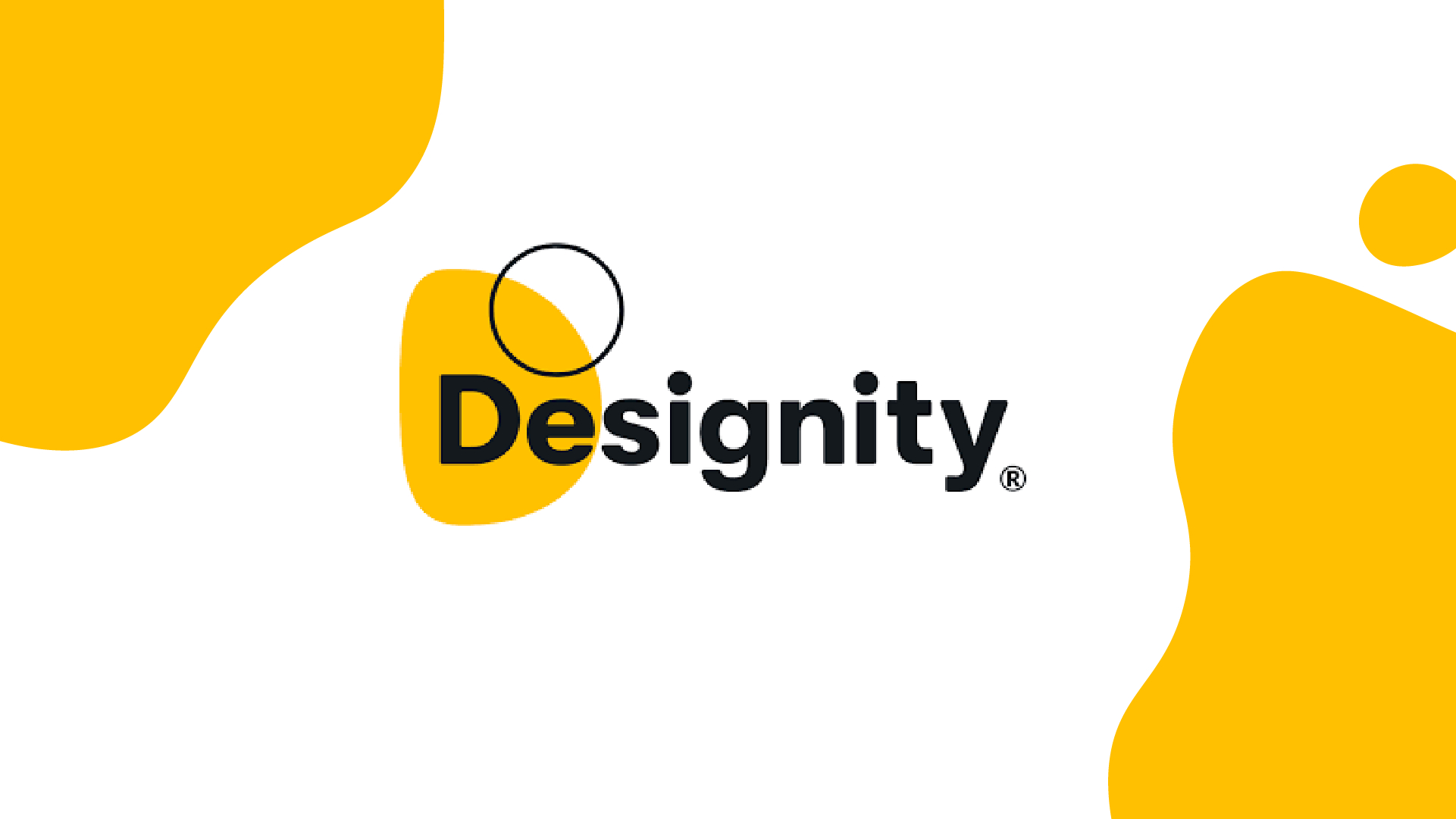 The image features the logo of Designity, with the word 'Designity' in bold black text over a white background, accented by yellow abstract shapes and a black circle outline.