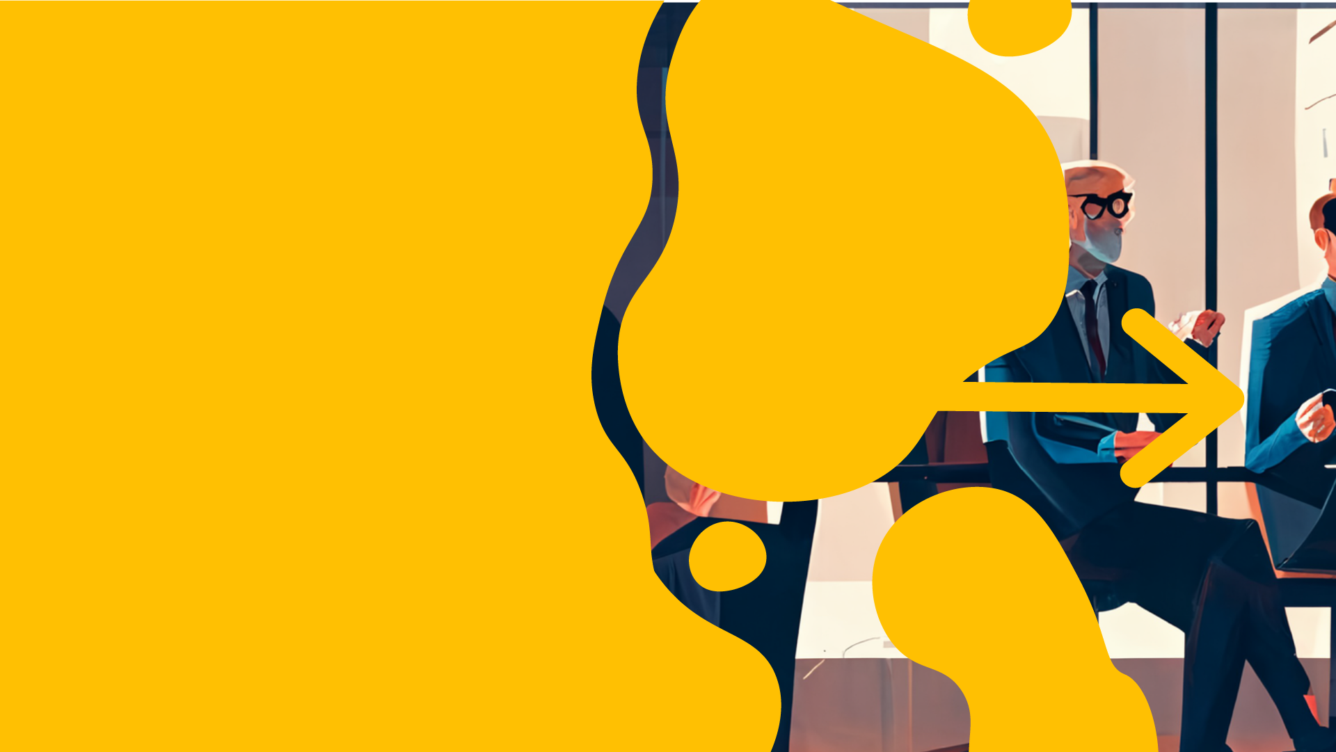 People sitting and standing in a conference room with large windows, some using phones.