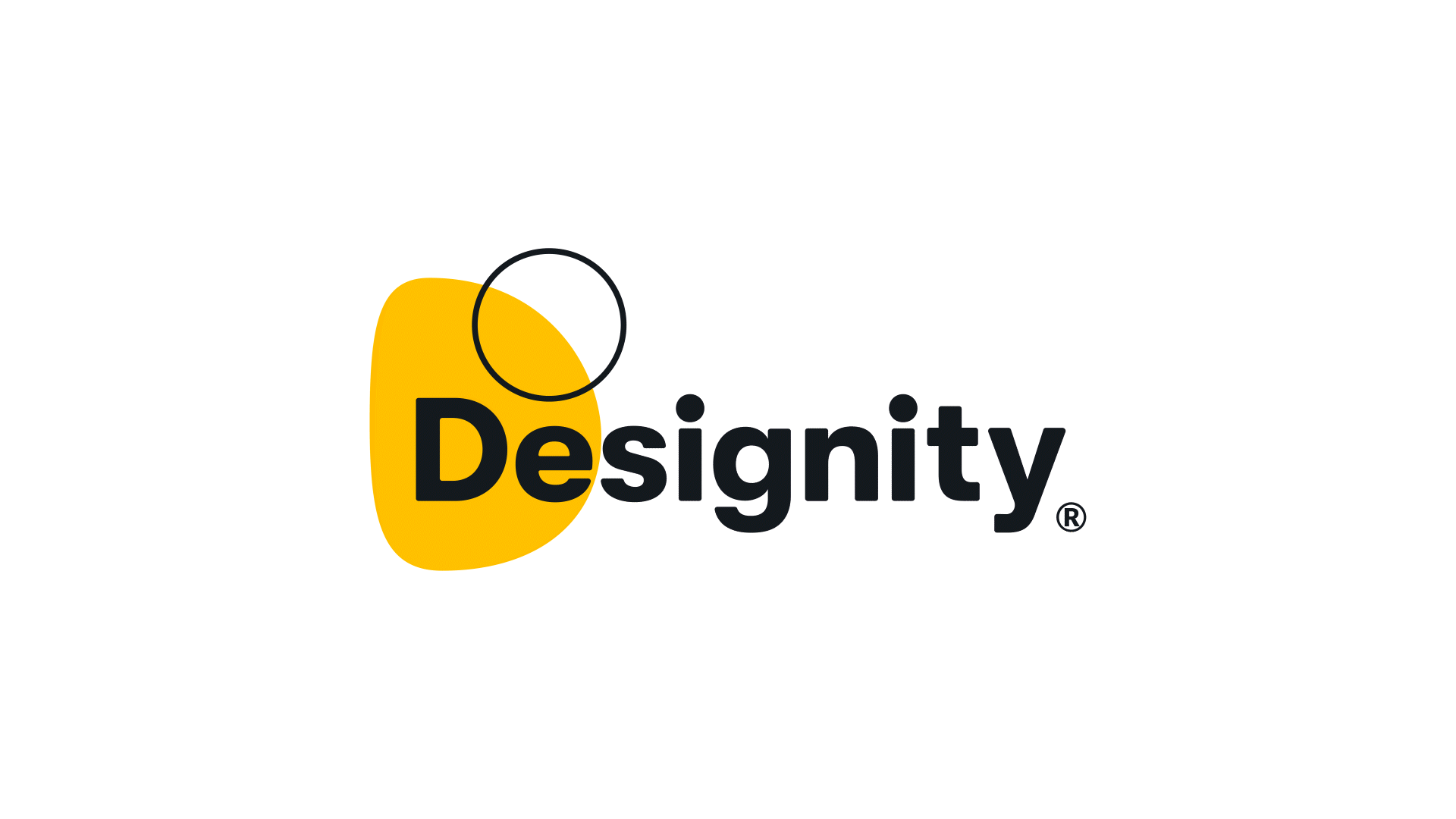Logo of Dignity with a yellow abstract shape, a black outline circle, and bold black text.