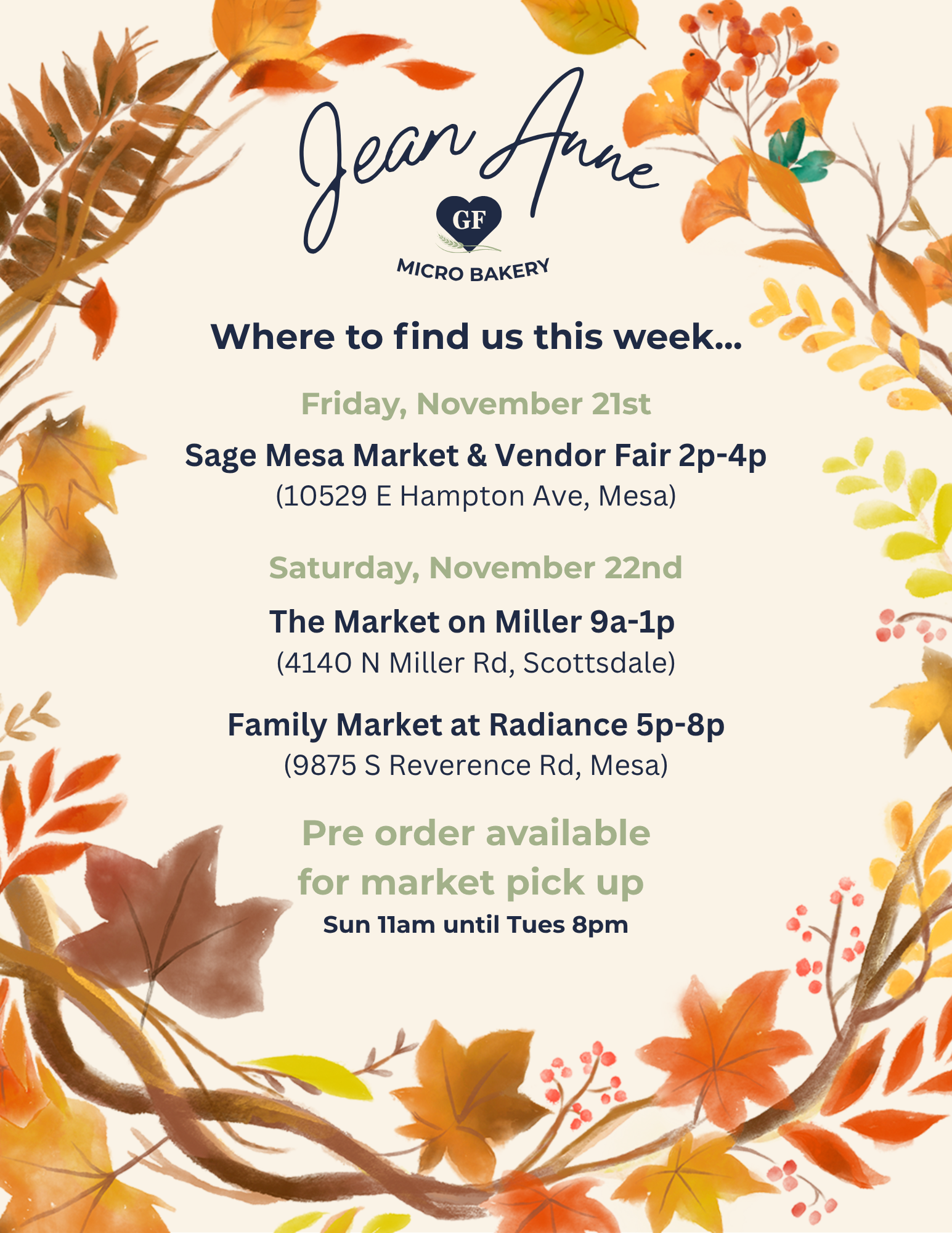 Market Line Up - Nov 17th - 22nd
