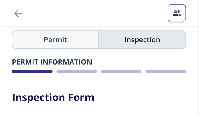Partial view of a digital permit and inspection form with sections labeled 'Permit' and 'Inspection', and a heading titled 'Inspection Form'.