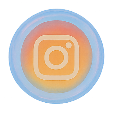 Instagram logo displayed on a circular badge with a gradient background.