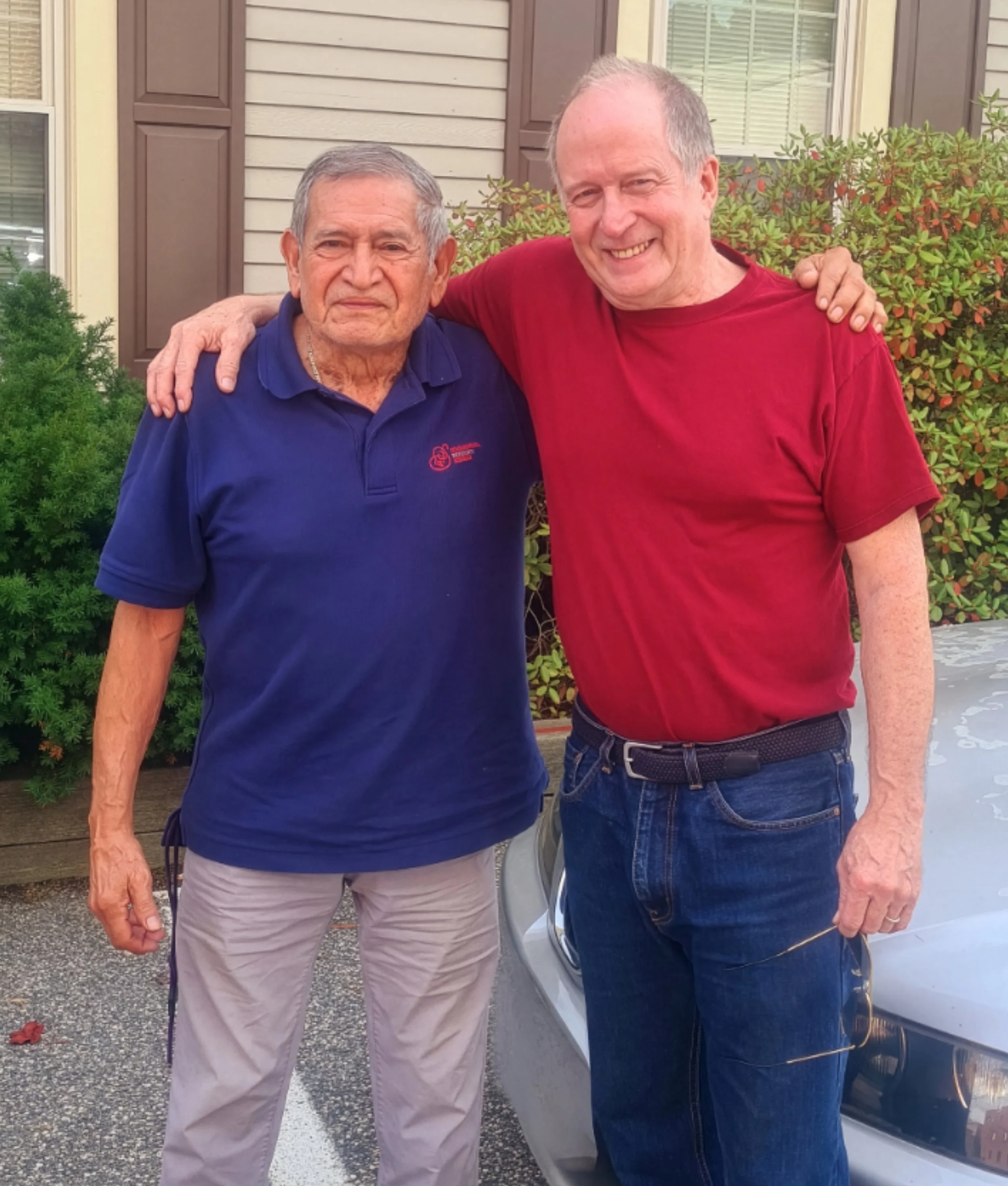 Dear friend and 25 year employee Jose retires at age 86. Clients gave him a going away party. Dan & Jose sharing the love. 