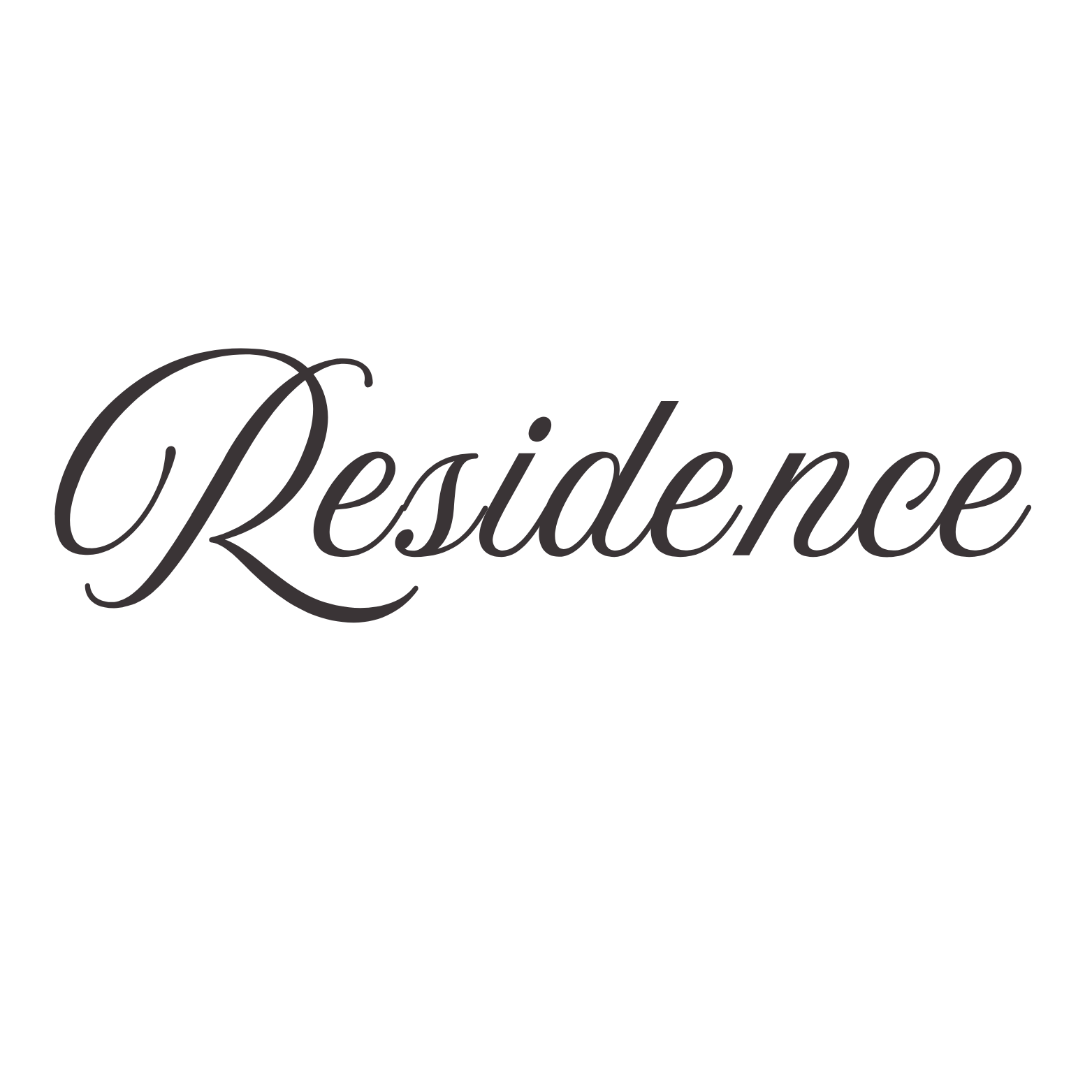 Black background with the word Résidence written in elegant cursive font in the center.