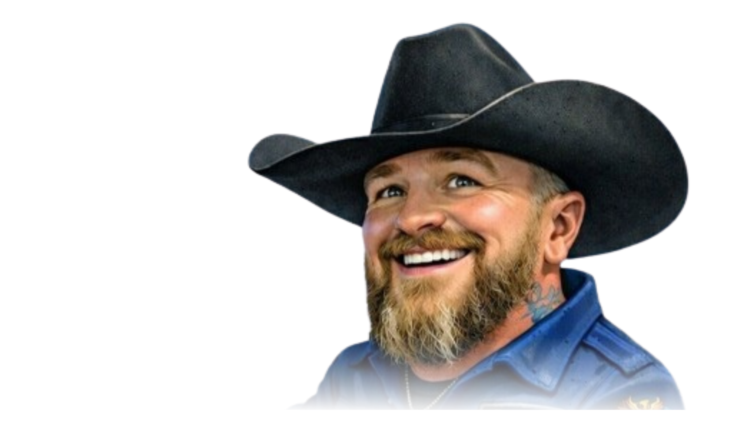 Owner of Phoenixx Land Services LLC wearing a cowboy hat, representing a family-owned company providing pressure washing, junk removal, lawn care, and land services across Louisiana, Arkansas, and East Texas.