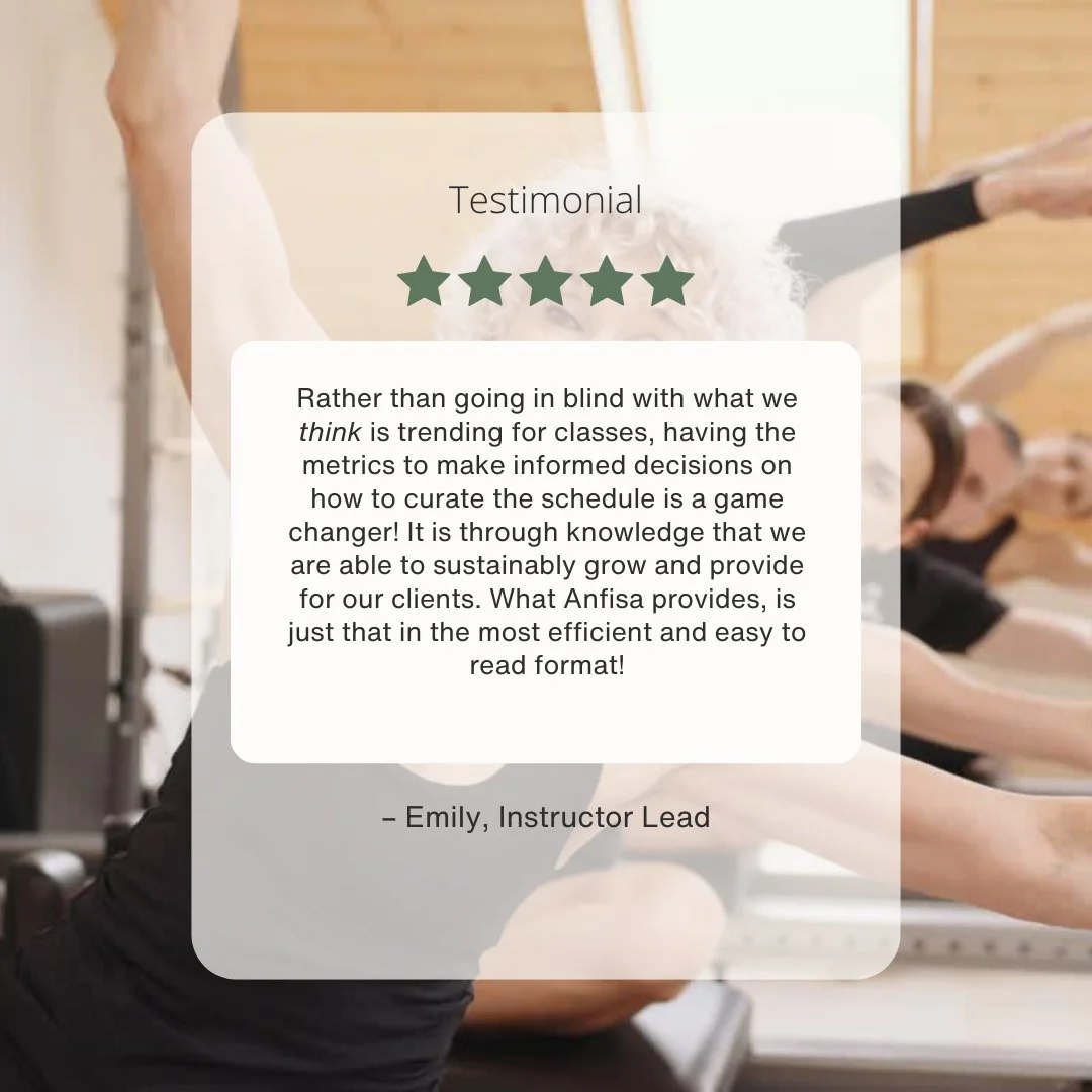 Leading with data is sustainable. This is exactly why we focus on clarity over trends. When studio owners/instructor leads can see what is actually working, decisions get easier, scheduling gets smarter, and growth becomes intentional.

Grateful to w