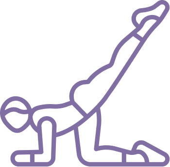 Outline of a person in a yoga pose on hands and knees with one arm raised upward