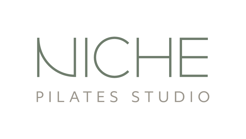 Logo for Niche Pilates Studio with text in a minimalist font.