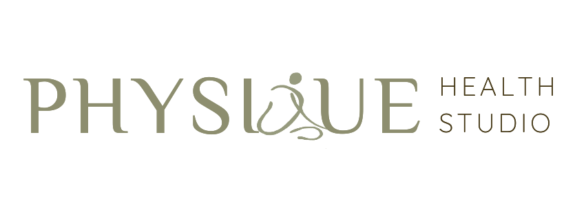 Logo for Physique Health Studio with stylized letters and a figure in the middle of the word.