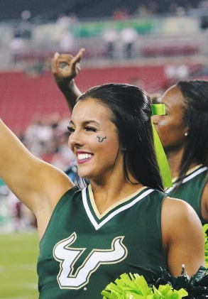 Coach Meg cheering for USF Bulls Florida