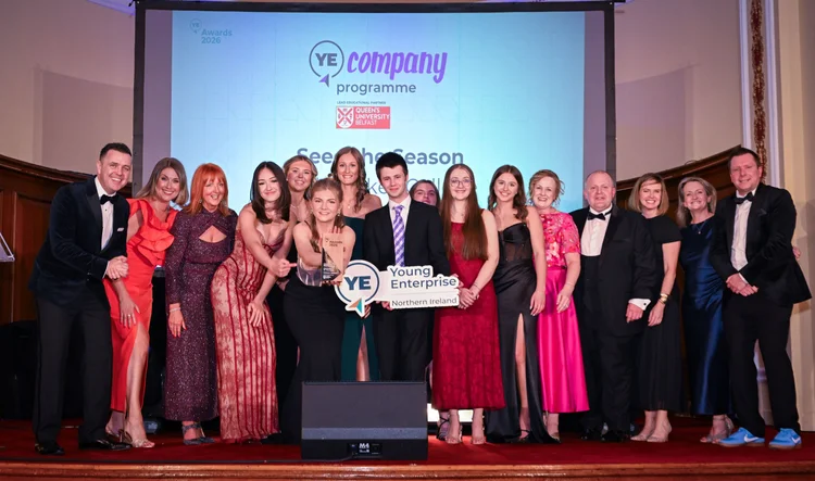Young Enterprise students at an awards event