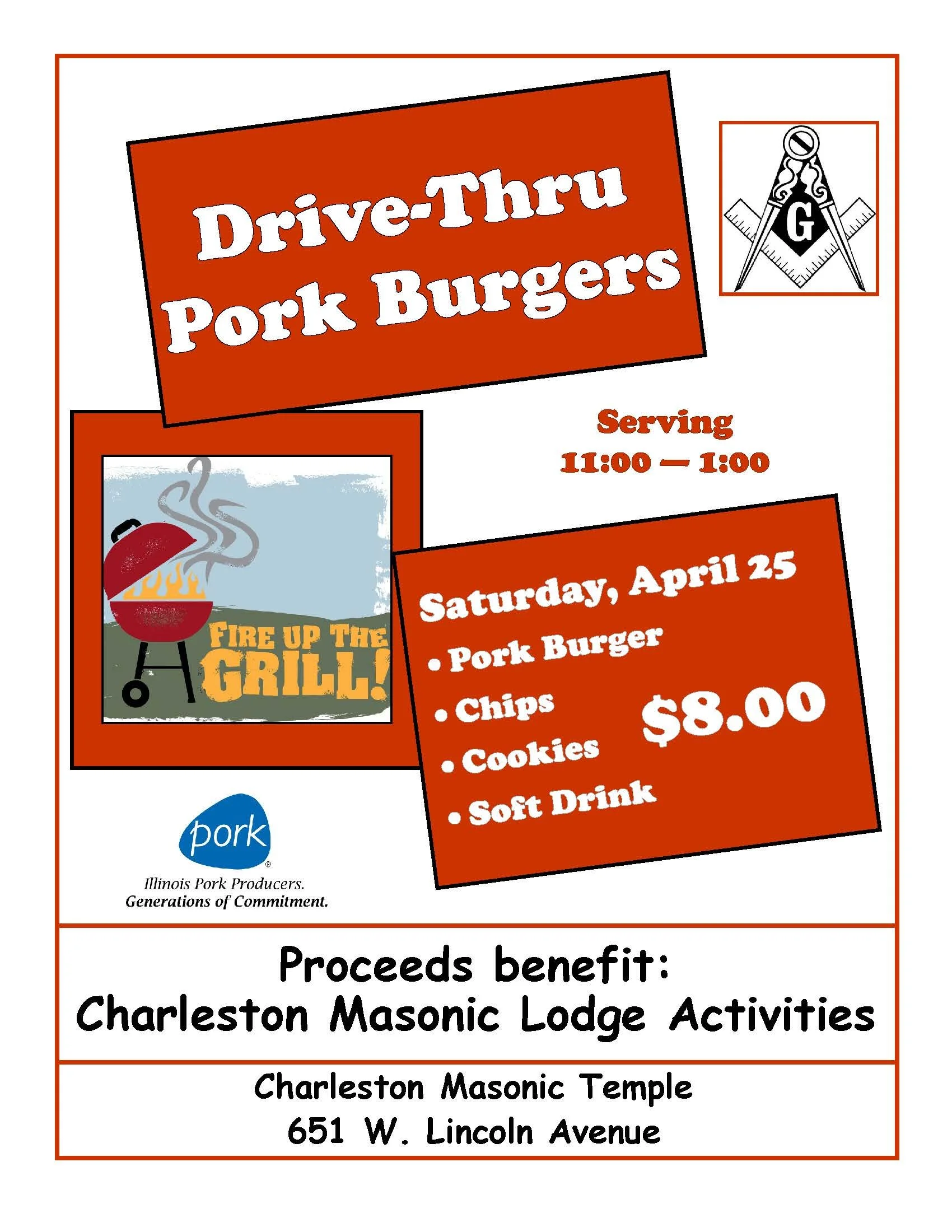 Drive-Thru Pork Burger Lunch Fundraiser