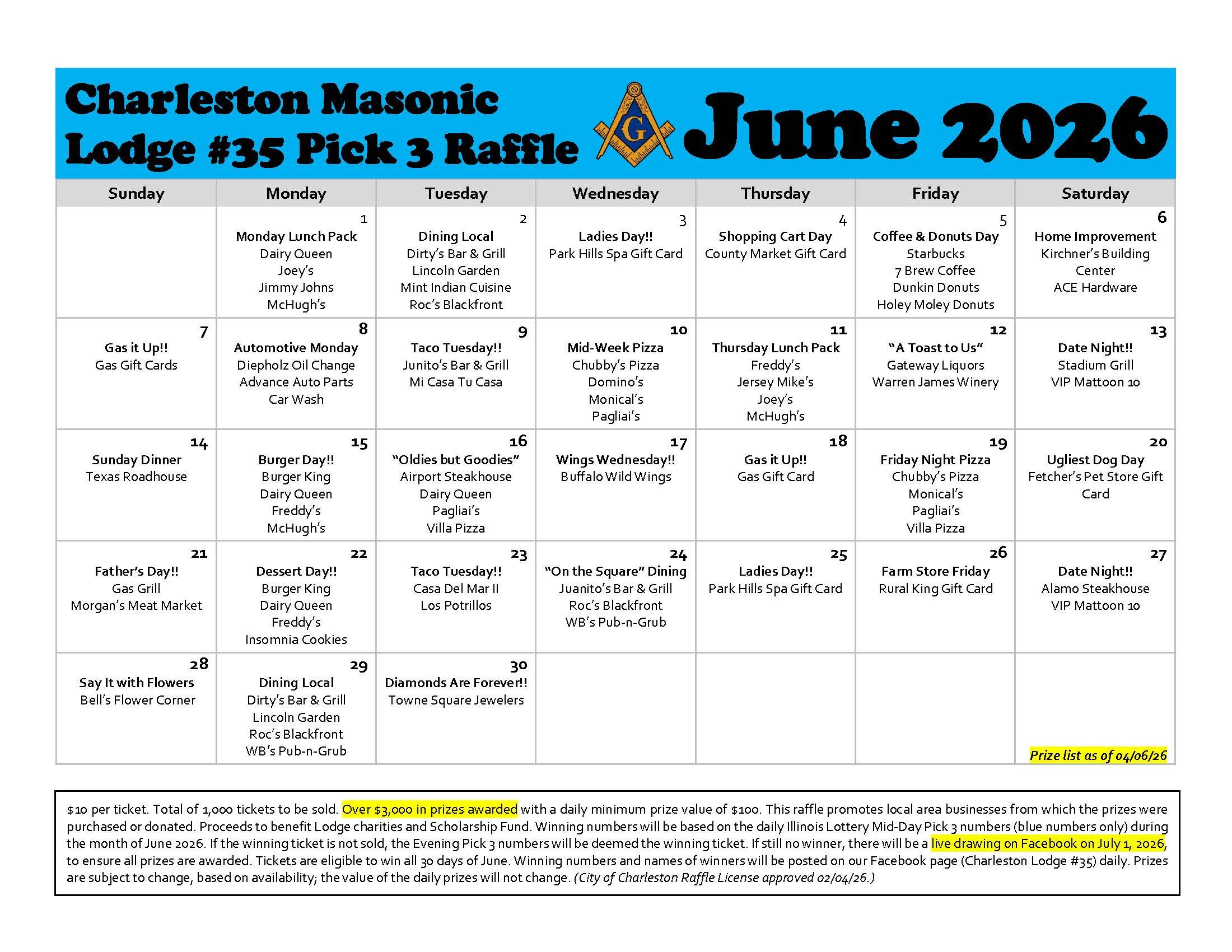 June 2026 Raffle