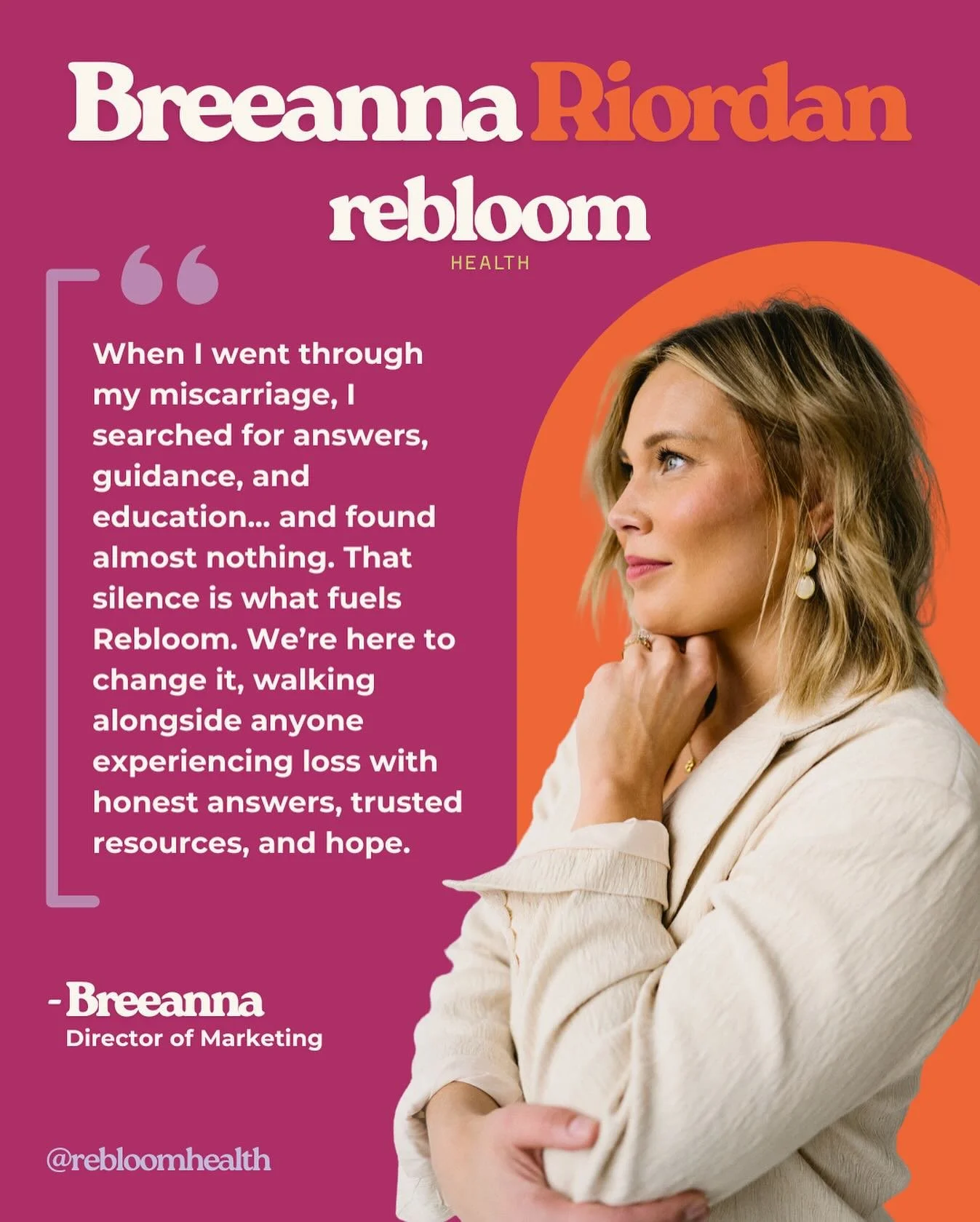 Meet Breeanna Riordan 🌸

Marketing Strategist | Storyteller | Community Builder

Passionate about creating meaningful, human-centered work ✨

After experiencing a miscarriage herself, Breeanna recognized the need for a resource that blends clarity w
