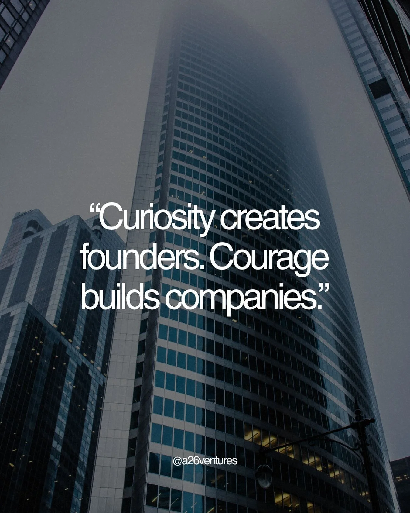 Curiosity sparks ideas, but courage turns them into companies. 

At A26, we back founders who dream boldly and build bravely.

#Founders #Startups #VentureCapital #Entrepreneurship #Innovation #CourageToBuild #StartupJourney #VC #FounderMindset #Bold