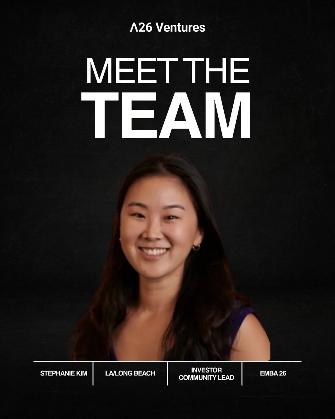 Meet Stephanie Kim, one of our A26 Ventures Community Leads. Based in LA and Long Beach and pursuing her EMBA at UCLA Anderson, Stephanie brings nearly a decade of experience founding, scaling, and consulting for CPG startups. She&rsquo;s passionate 