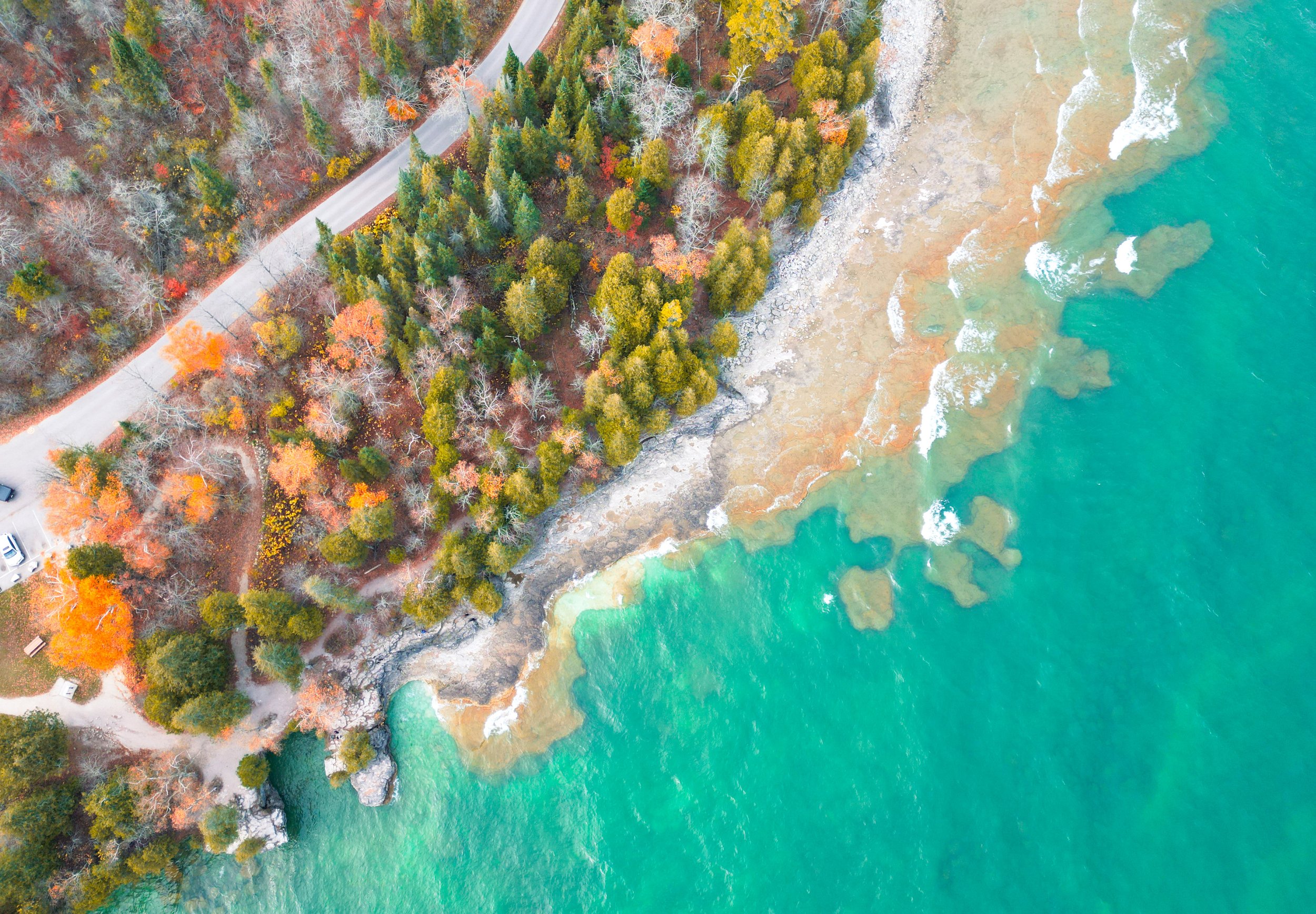 Cave Point Door County Birds Eye View