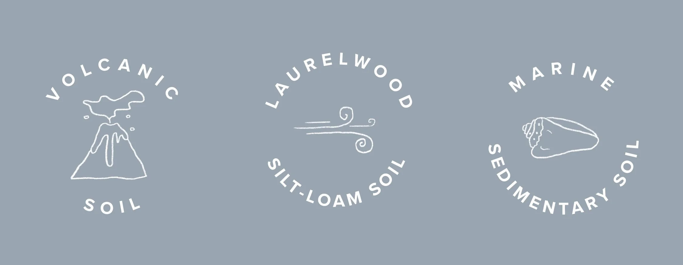 Icons I created to quickly distinguish the type of soil a vineyard is planted. 