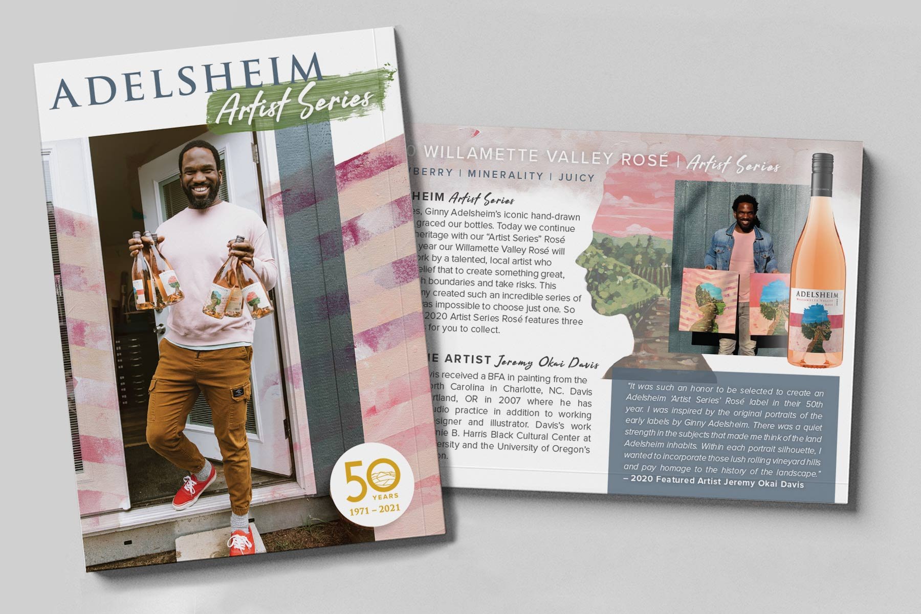 Promotional postcard for the Rosé featuring the art of Jeremy Okai Davis.