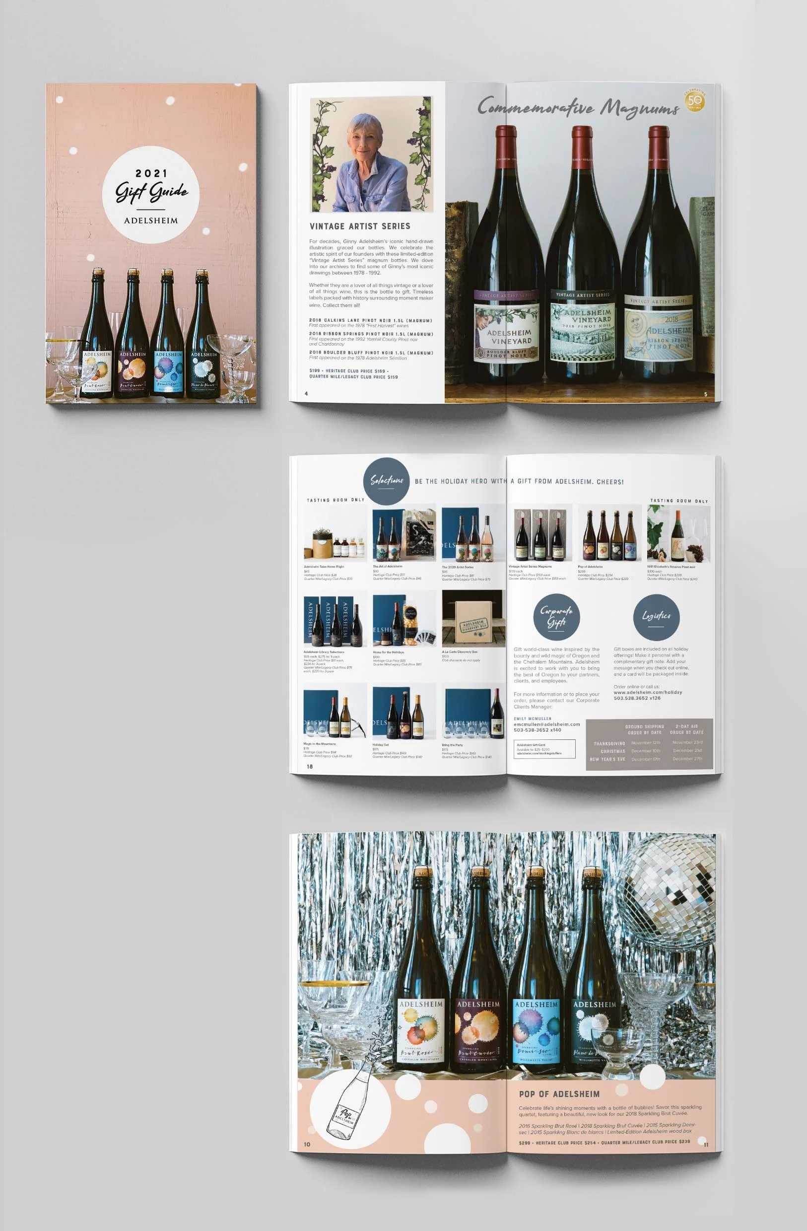 I designed the winery's holiday guides for several years, which were distributed mainly in digital format, and were roughly a dozen pages in length.
