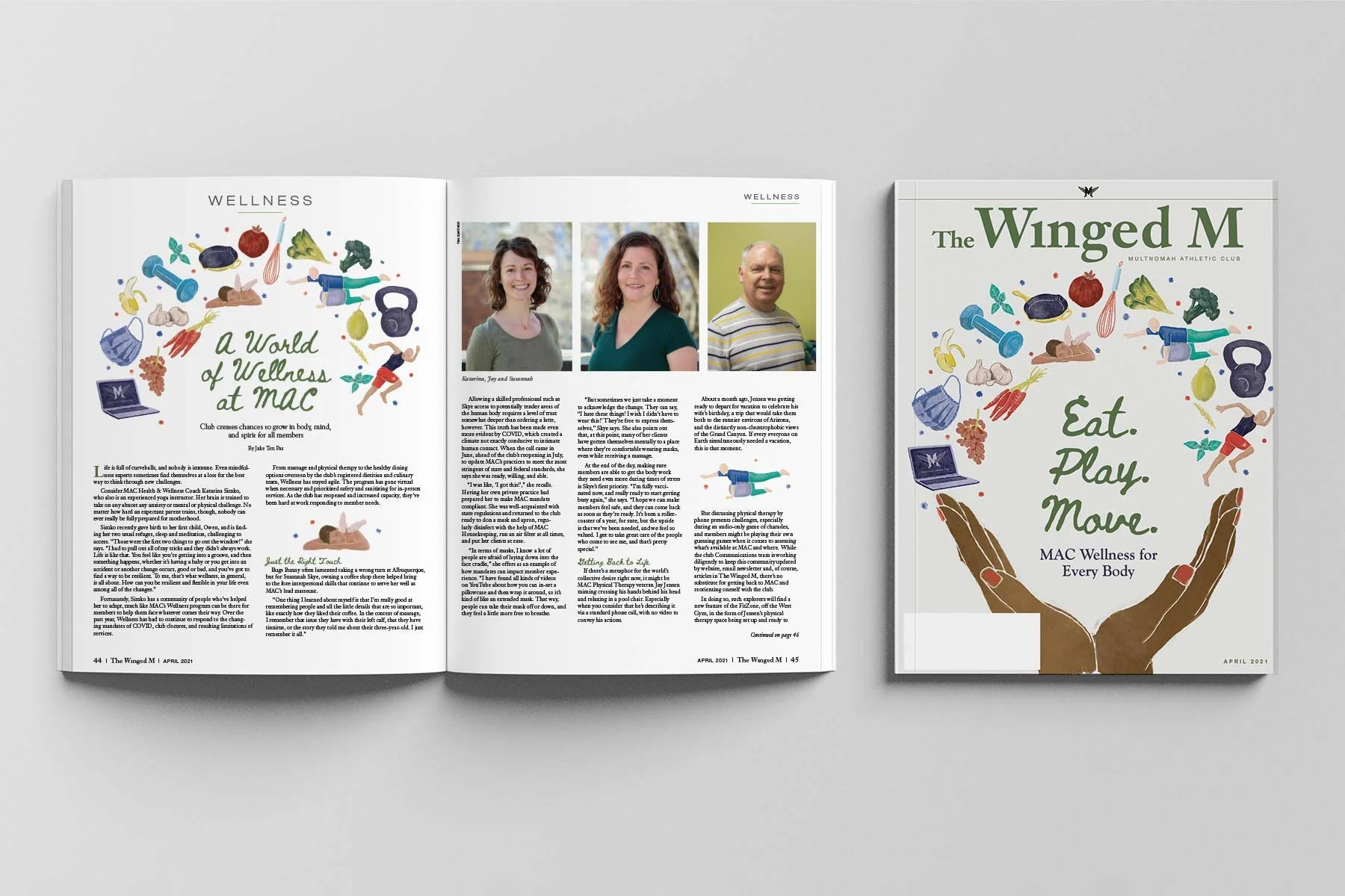 The Winged M magazine has a monthly readership of over 20,000 people. Work includes: cover design, article layout design, illustration.